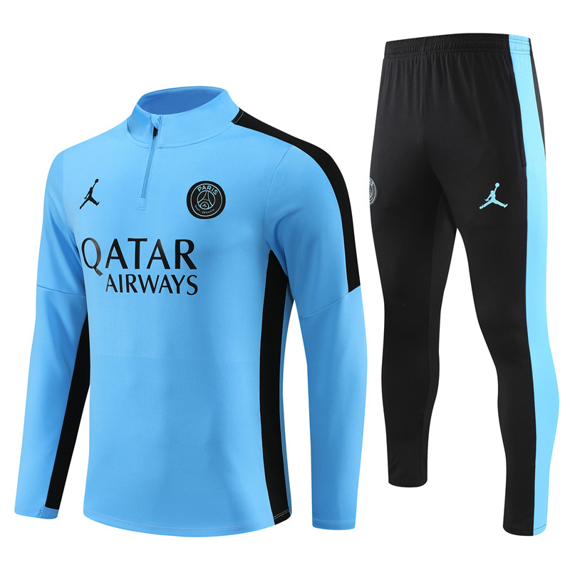 Paris Saint-Germain PSG 23-24 Kids Long Sleeve Training Set Light Blue - JerseysGala