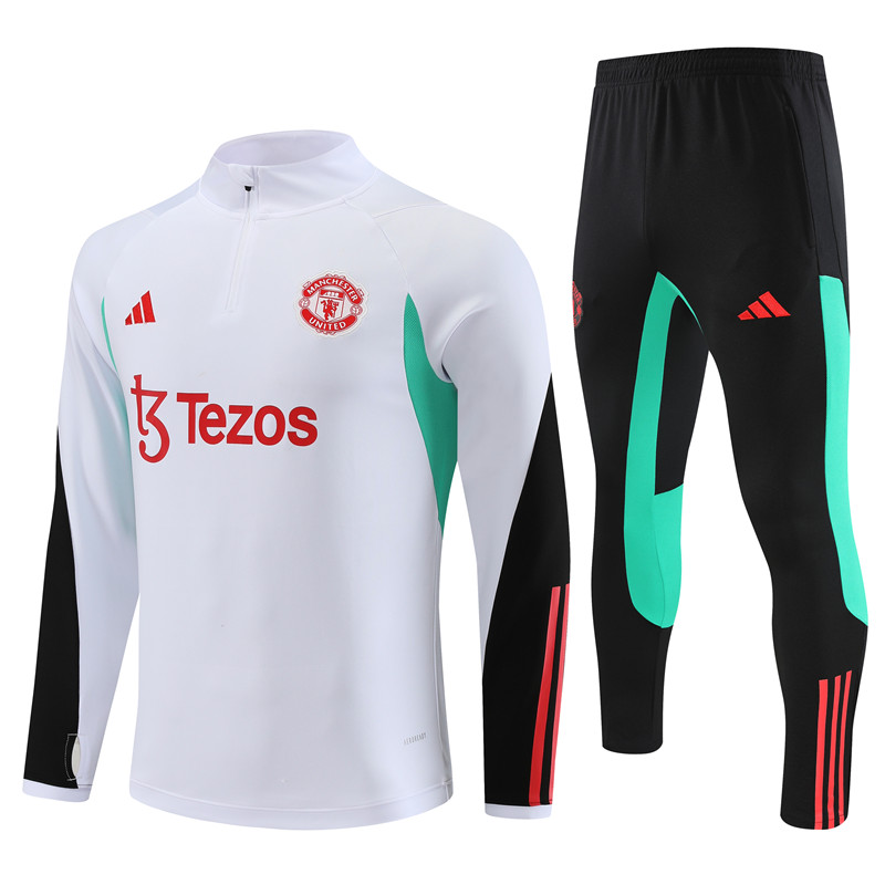 Manchester United 23-24 Kids Long Sleeve Training Set White - JerseysGala