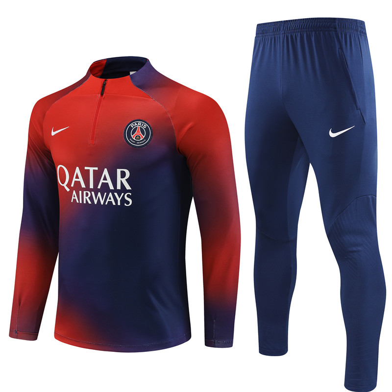 Paris Saint-Germain PSG 23-24 Long Sleeve Training Set -Red and Blue - JerseysGala