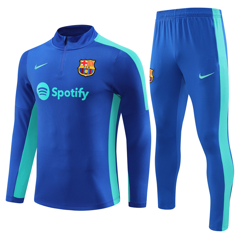 B.A.R.S.A 23-24 Kids Long Sleeve Training Set Blue - JerseysGala
