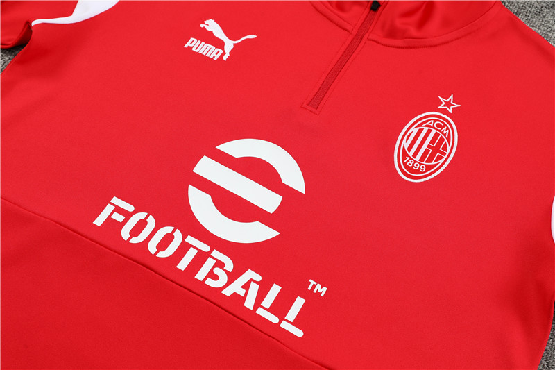 AC Milan 23-24 Long Sleeve Training Set -Red and White - JerseysGala