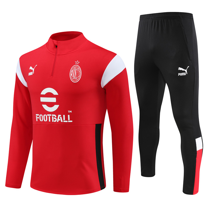 AC Milan 23-24 Long Sleeve Training Set -Red and White - JerseysGala
