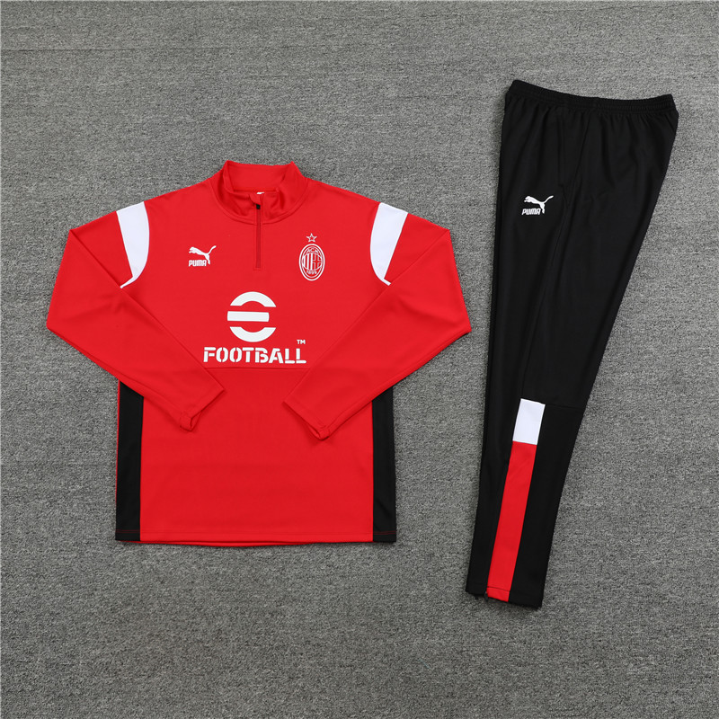 AC Milan 23-24 Long Sleeve Training Set -Red and White - JerseysGala
