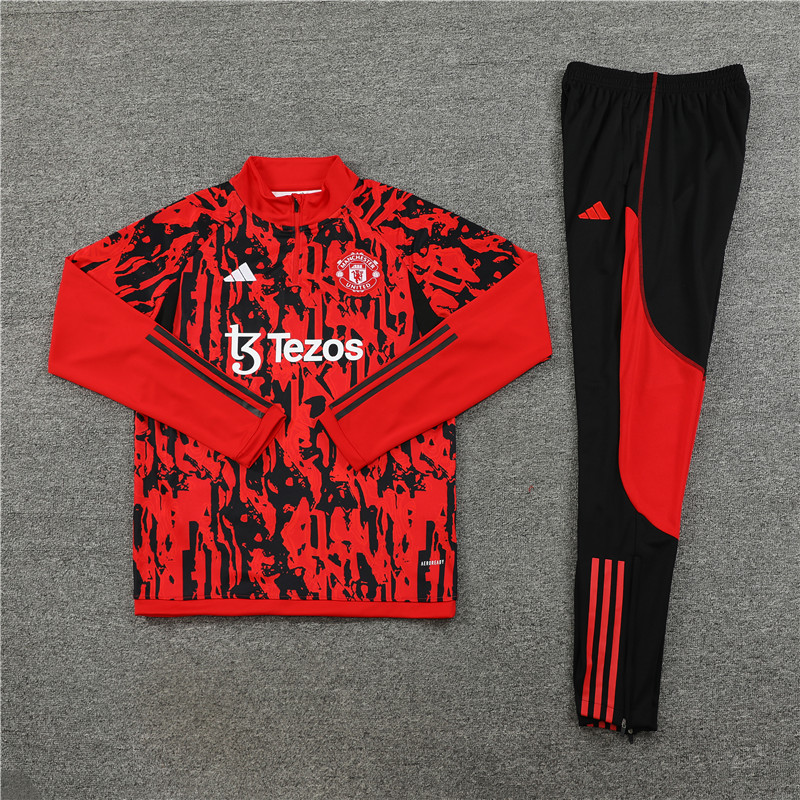 Manchester United 23-24 Long Sleeve Training Set -Red Camouflage - JerseysGala