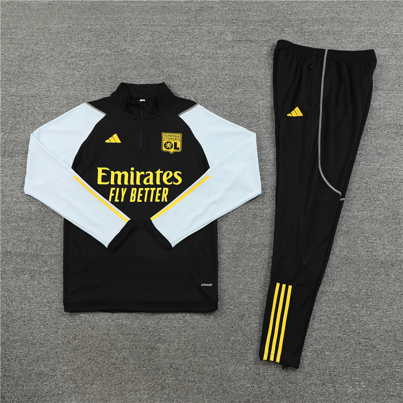 Lyon 23-24 Kids Long Sleeve Training Set Black - JerseysGala