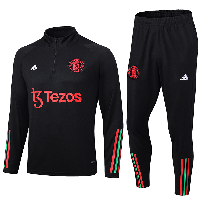 Manchester United 23-24 Long Sleeve Training Set -Black and Red - JerseysGala