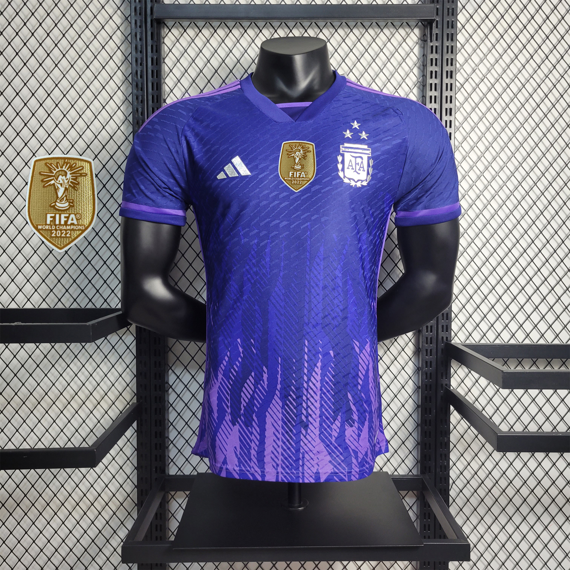 Argentina 3 Stars 22-23 Away Stadium Jersey - Player Version ( with 2022 World Champions Patch ) - JerseysGala