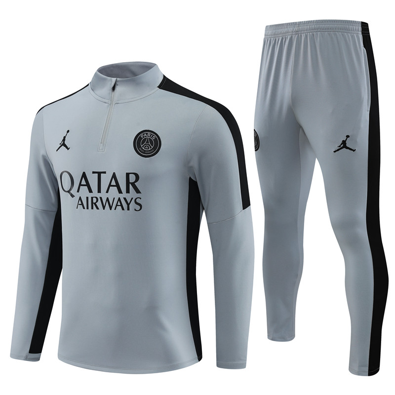 Paris Saint-Germain PSG 23-24 Kids Long Sleeve Training Set Light Gray - JerseysGala