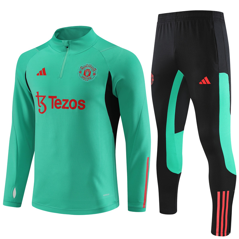 Manchester United 23-24 Long Sleeve Training Set -Green - JerseysGala