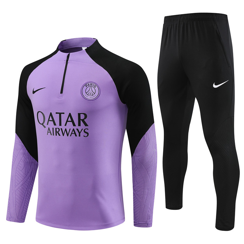 Paris Saint-Germain PSG 23-24 Long Sleeve Training Set -Blue -Purple - JerseysGala