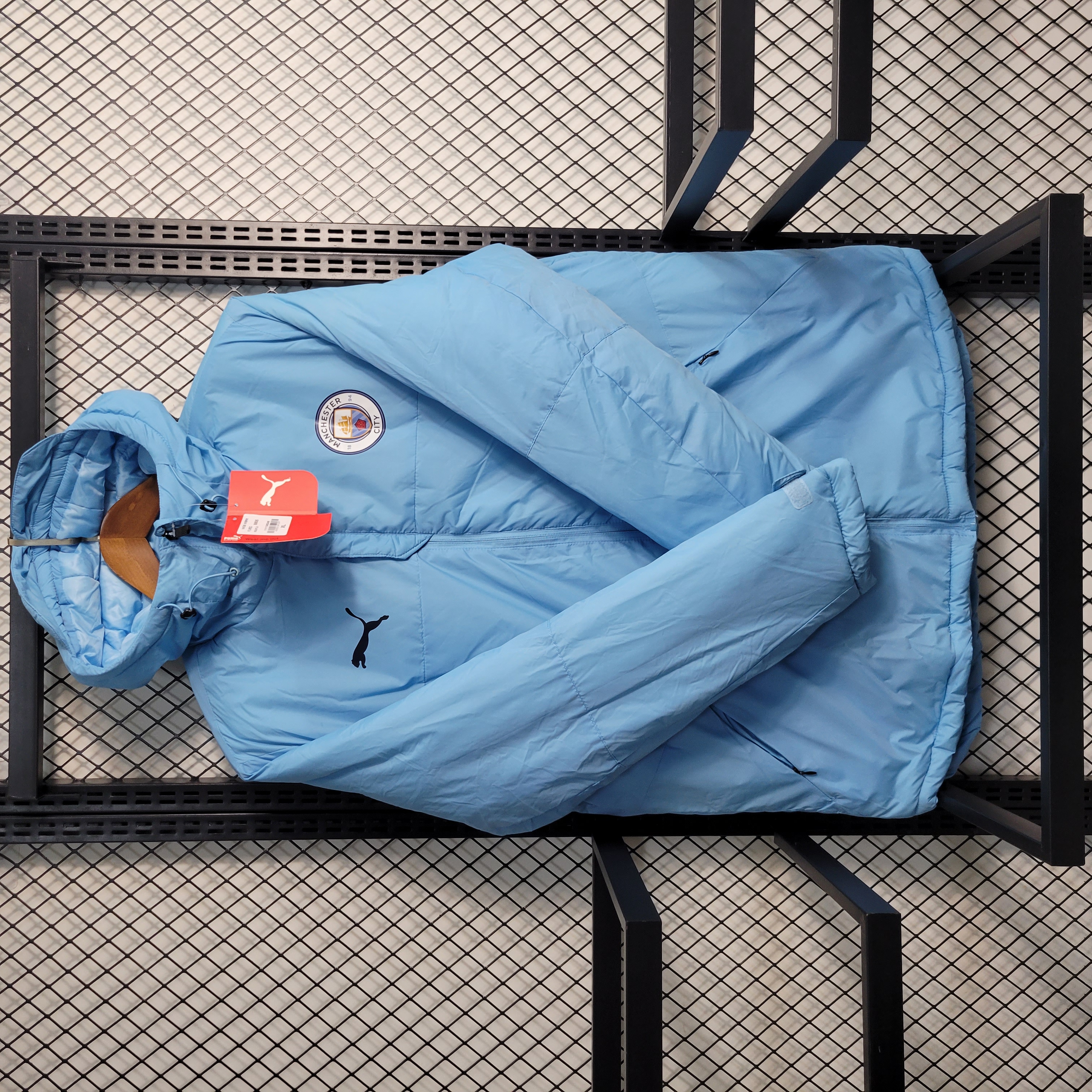 Manchester City 23-24 Men's Hooded Thermal Cotton Jacket - Blue - JerseysGala