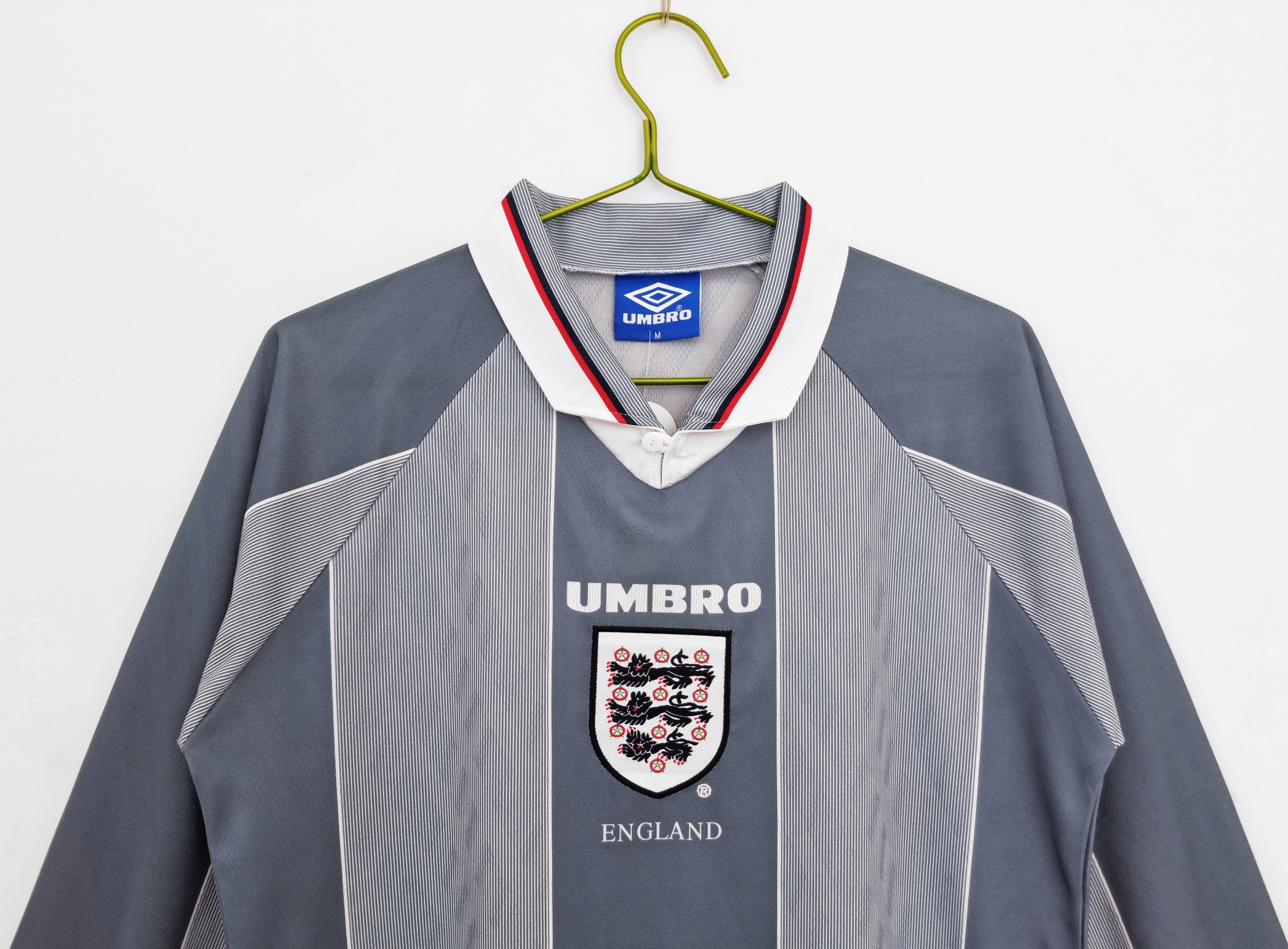Retro England 1996 Away Stadium Long Sleeve Jersey - JerseysGala