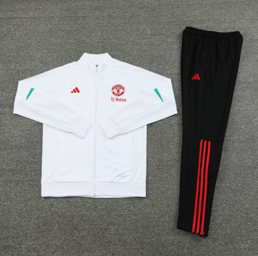 Manchester United 23-24 Jacket Training Tracksuit - White - JerseysGala