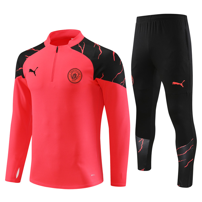 Manchester City 23-24 Kids Long Sleeve Training Set Orange - JerseysGala