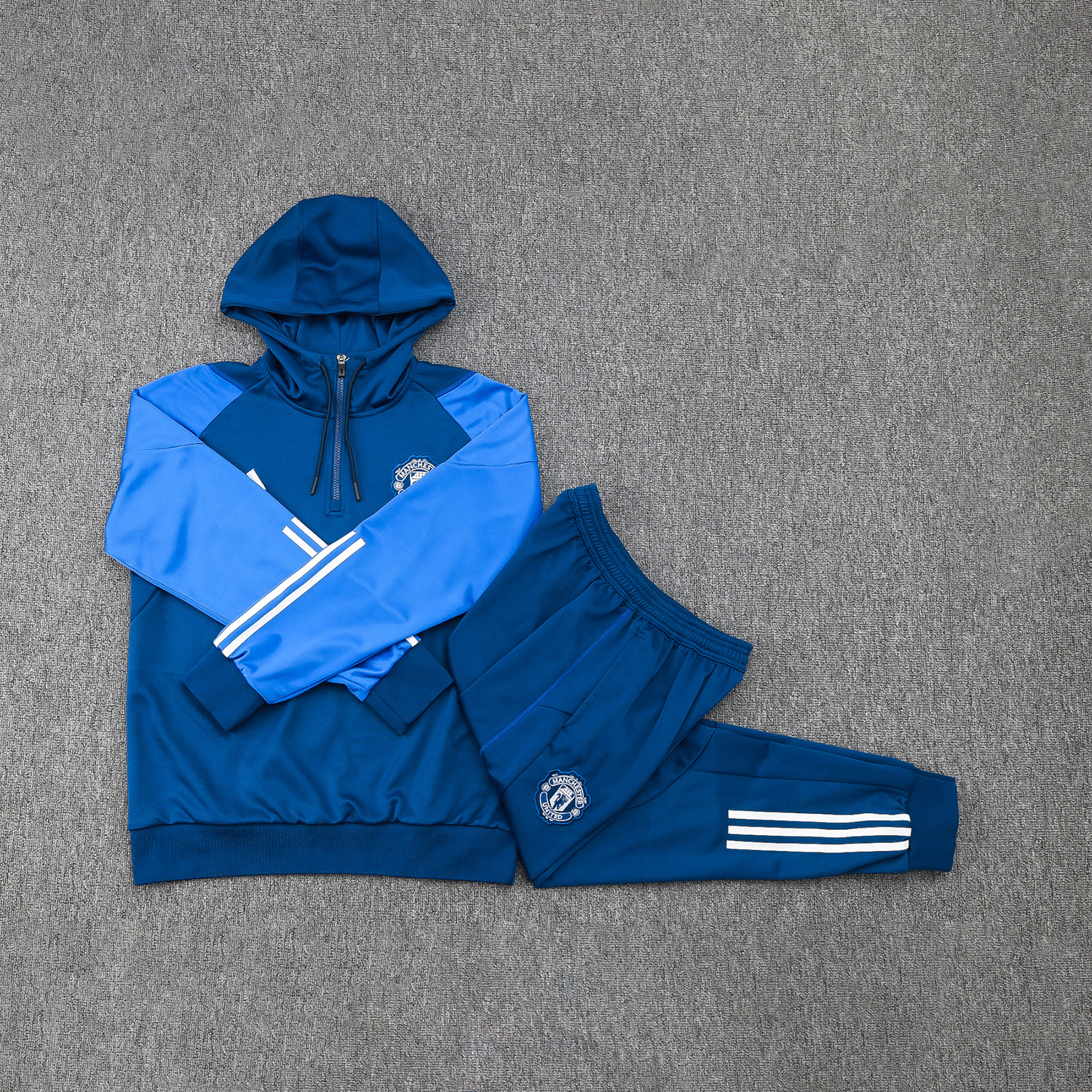 Manchester United 23-24 Men's Training Hoodie + Pants - Blue - JerseysGala