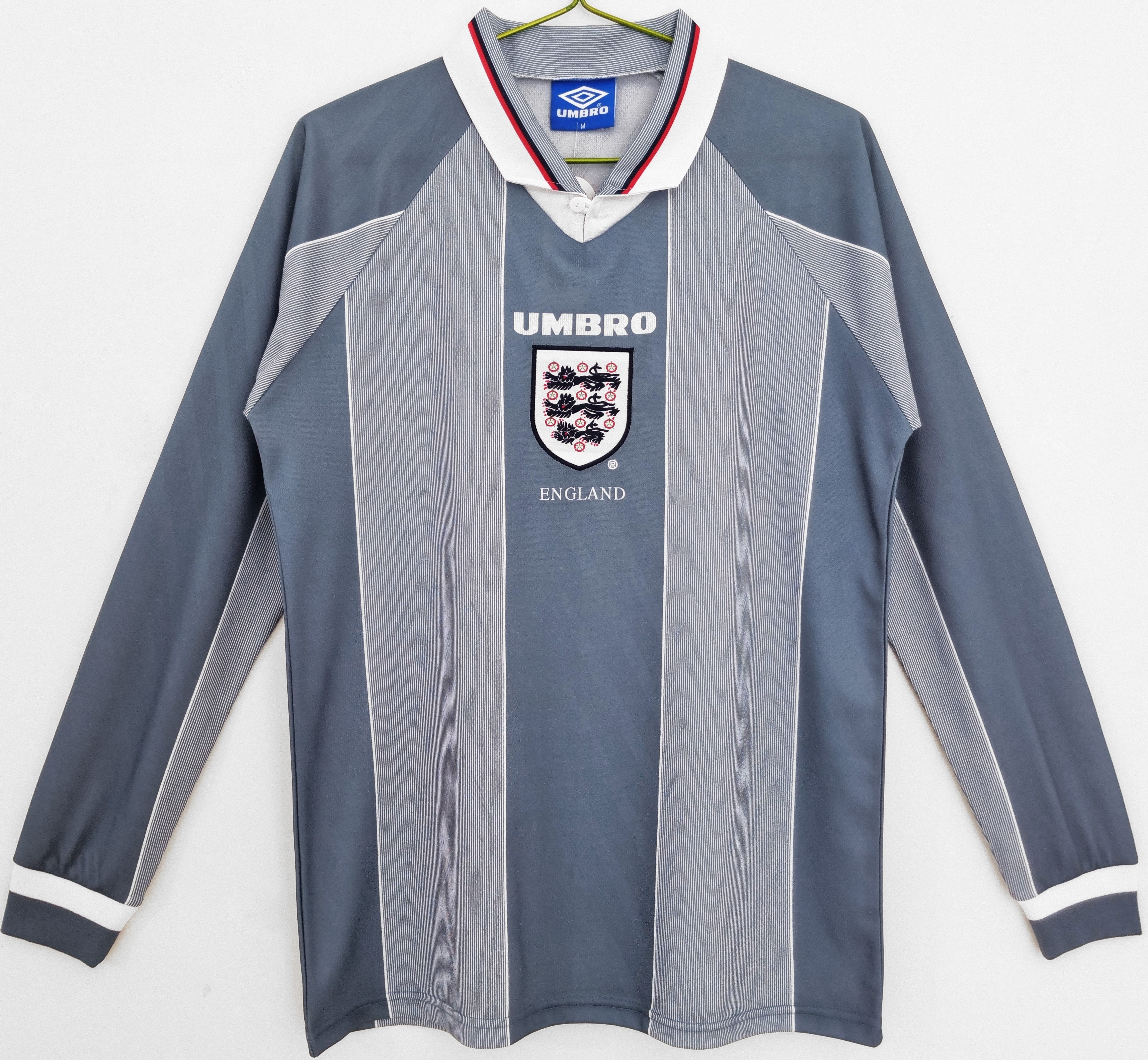 Retro England 1996 Away Stadium Long Sleeve Jersey - JerseysGala