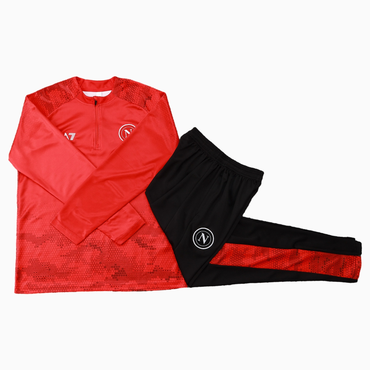 Napoli 24-25 Long Sleeve Training Set - Red Top and Black Pants - JerseysGala