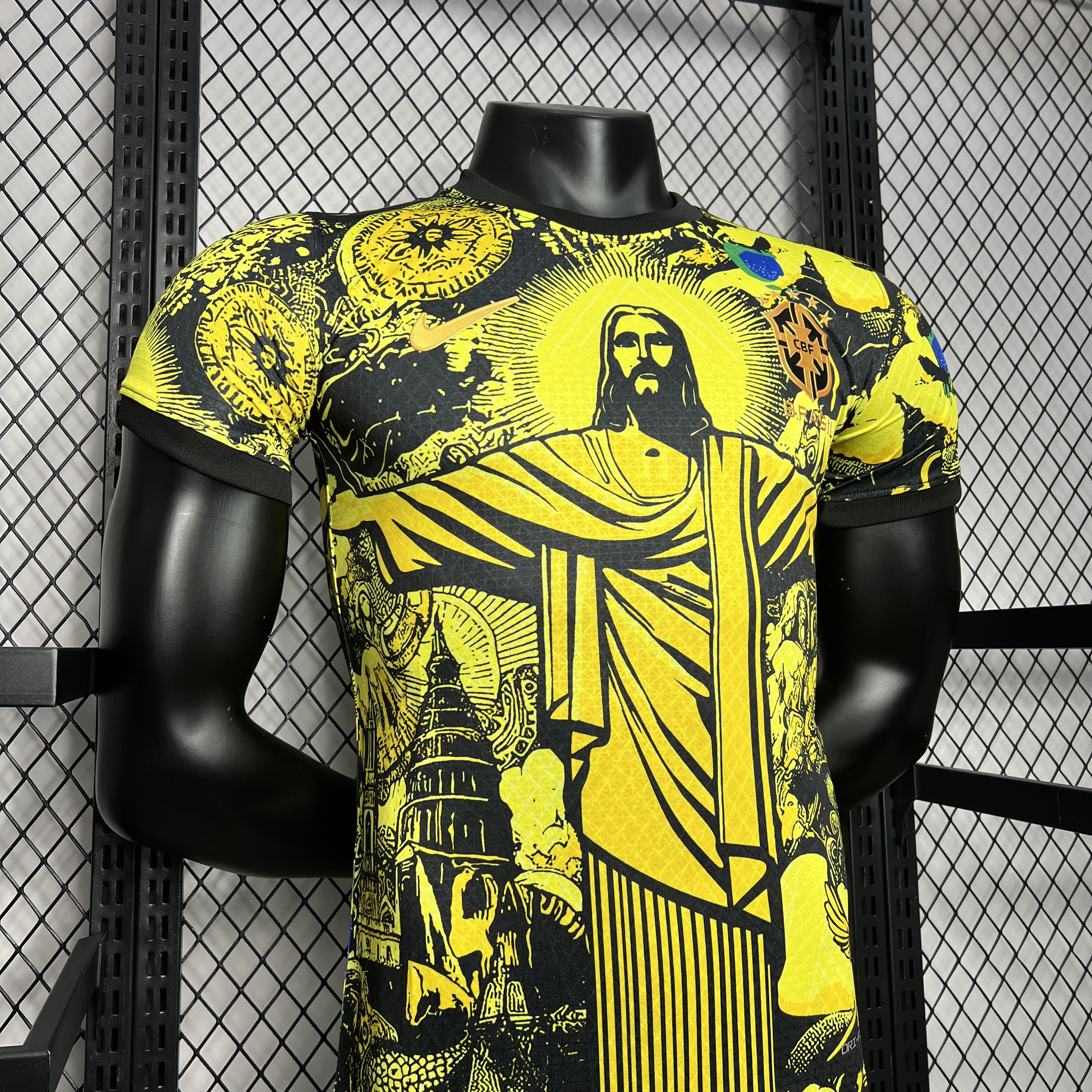 Brazil 2024 Yellow Christ the Redeemer Statue Jersey - Player Version - JerseysGala