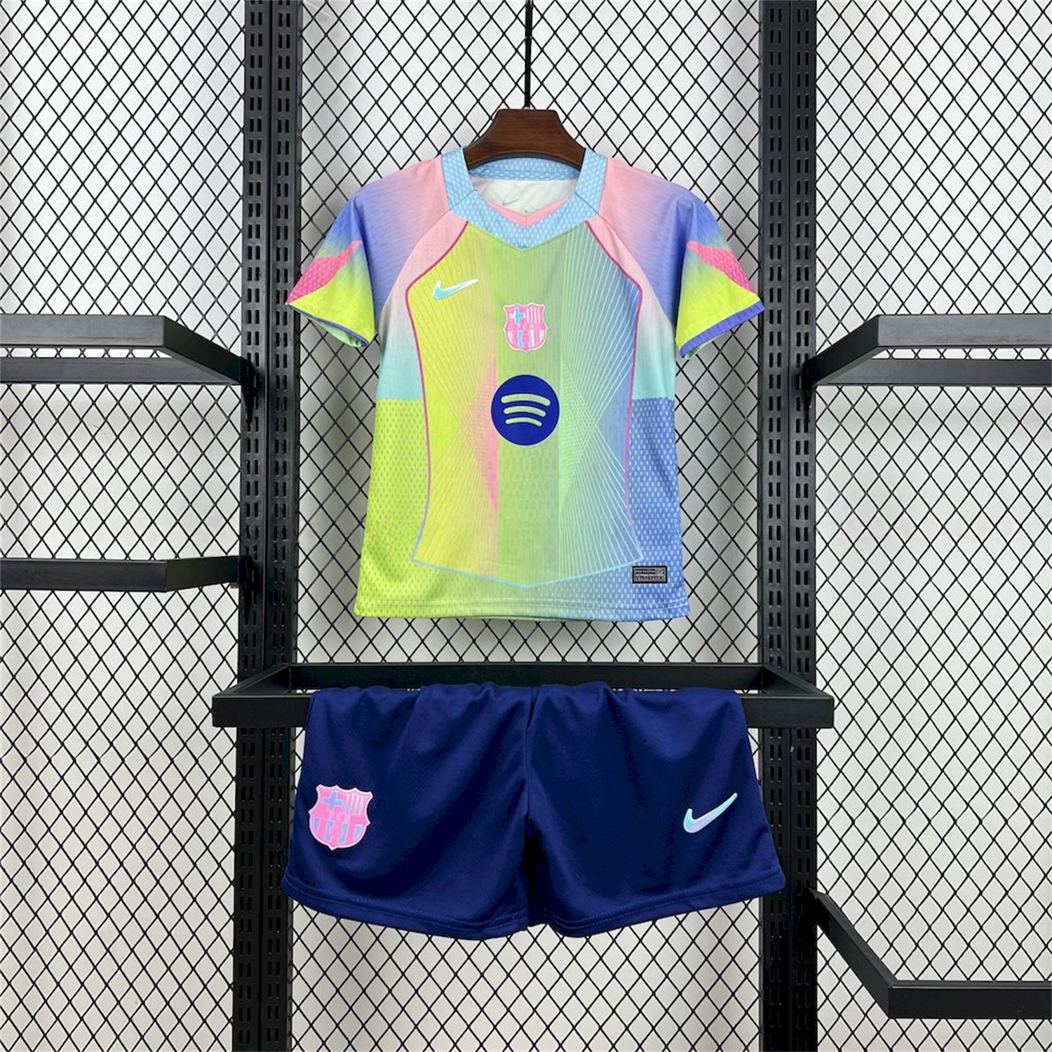 B.A.R.S.A 25-26 T90 White Lines Yellow Blue Gradient Special Kids Kit - JerseysGala
