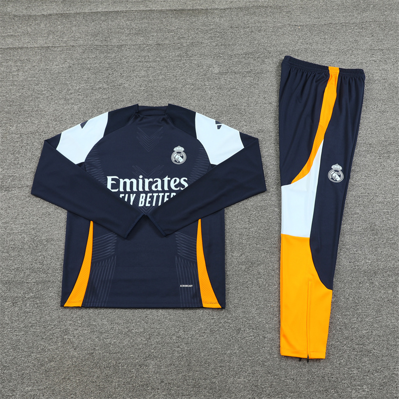 Real Madrid 24-25 Kids Long Sleeve Training Set - Player Version - Royal Blue - JerseysGala