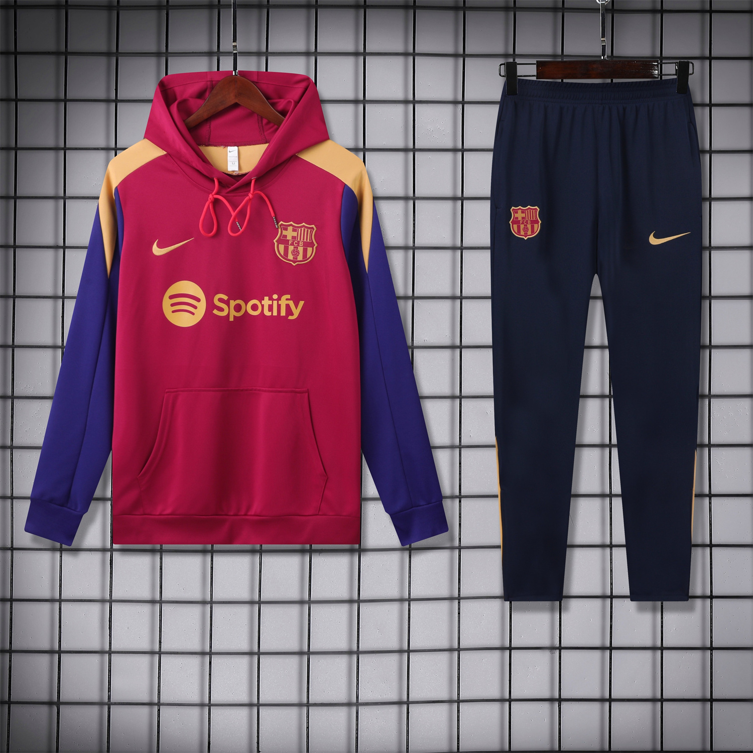B.A.R.S.A 24-25 Training Hoodie Set - Red Hoodie and Deep Blue Pants - JerseysGala