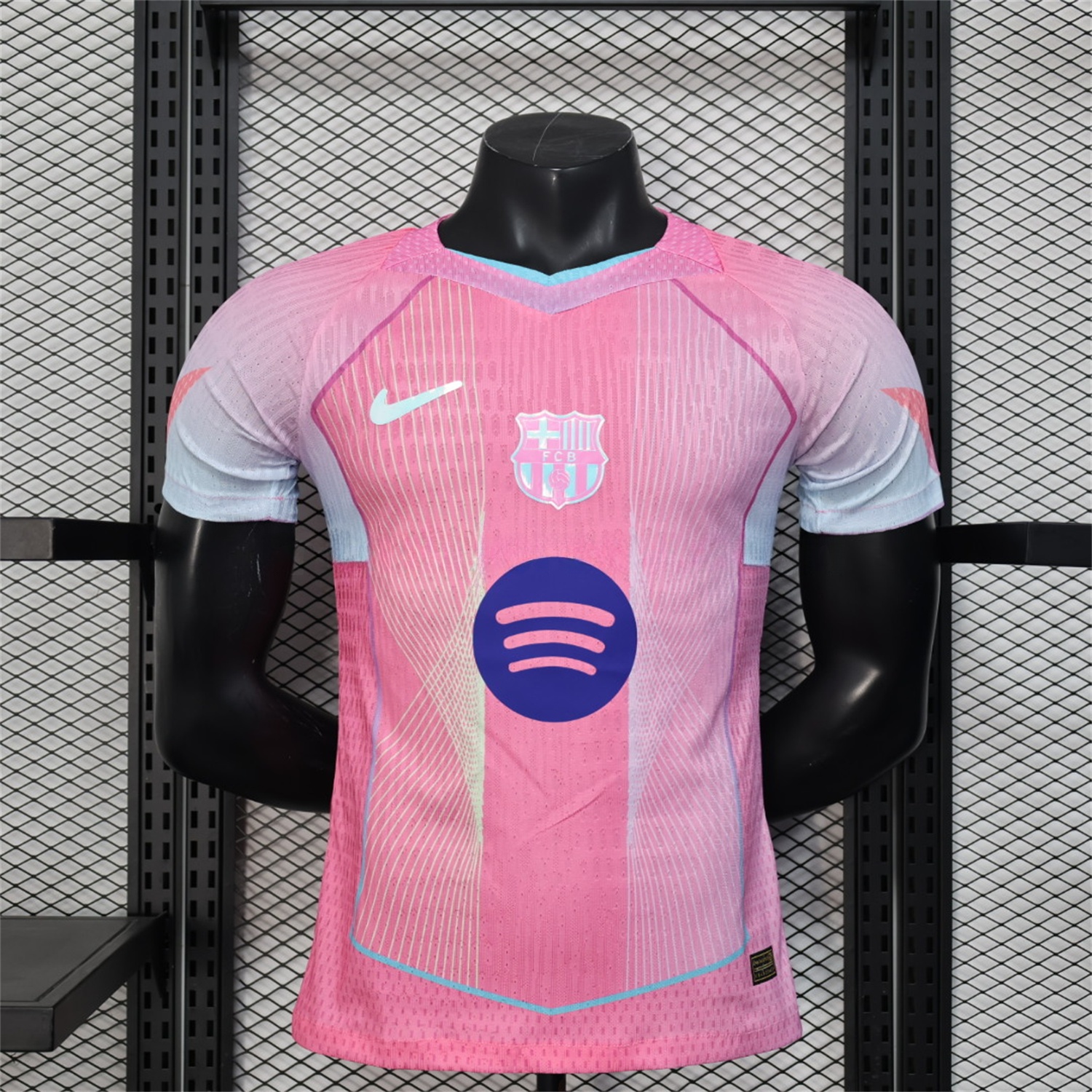 B.A.R.S.A 25-26 Pink and Light Blue Stripes Jersey - Player Version - JerseysGala