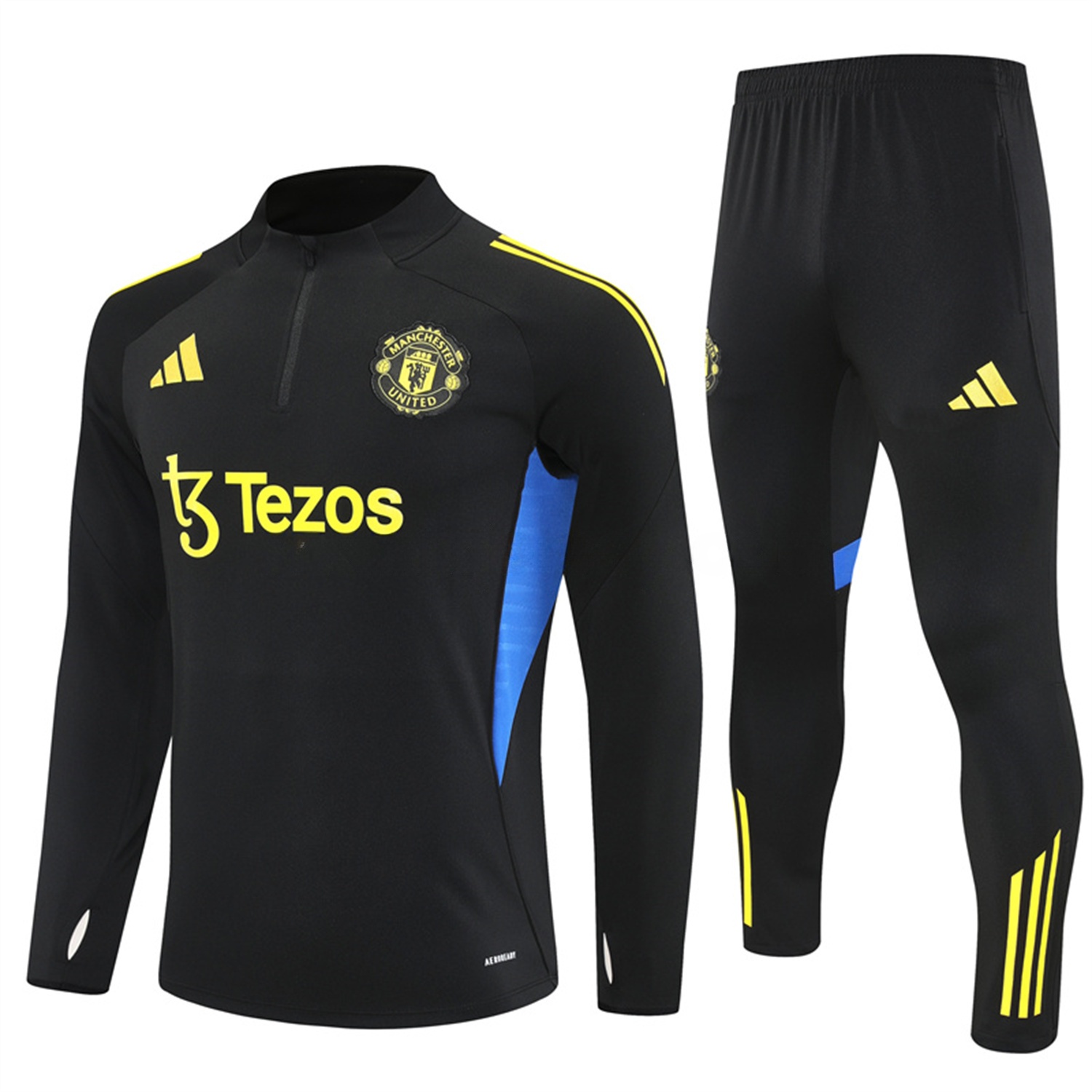 Manchester United 25-26 Long Sleeves Training Set - Black Top & Black Pants - JerseysGala