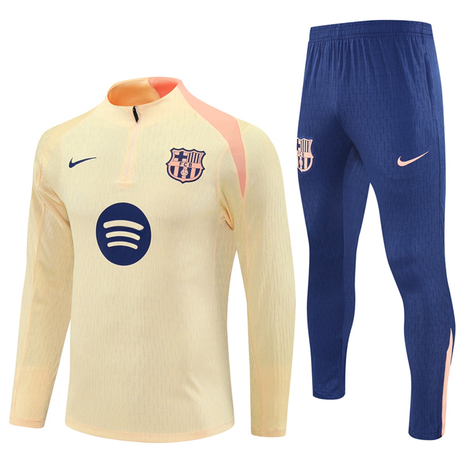 B.A.R.S.A 25-26 Long Sleeve Training Set - Player Version - Light Yellow Top and Blue Pants - JerseysGala