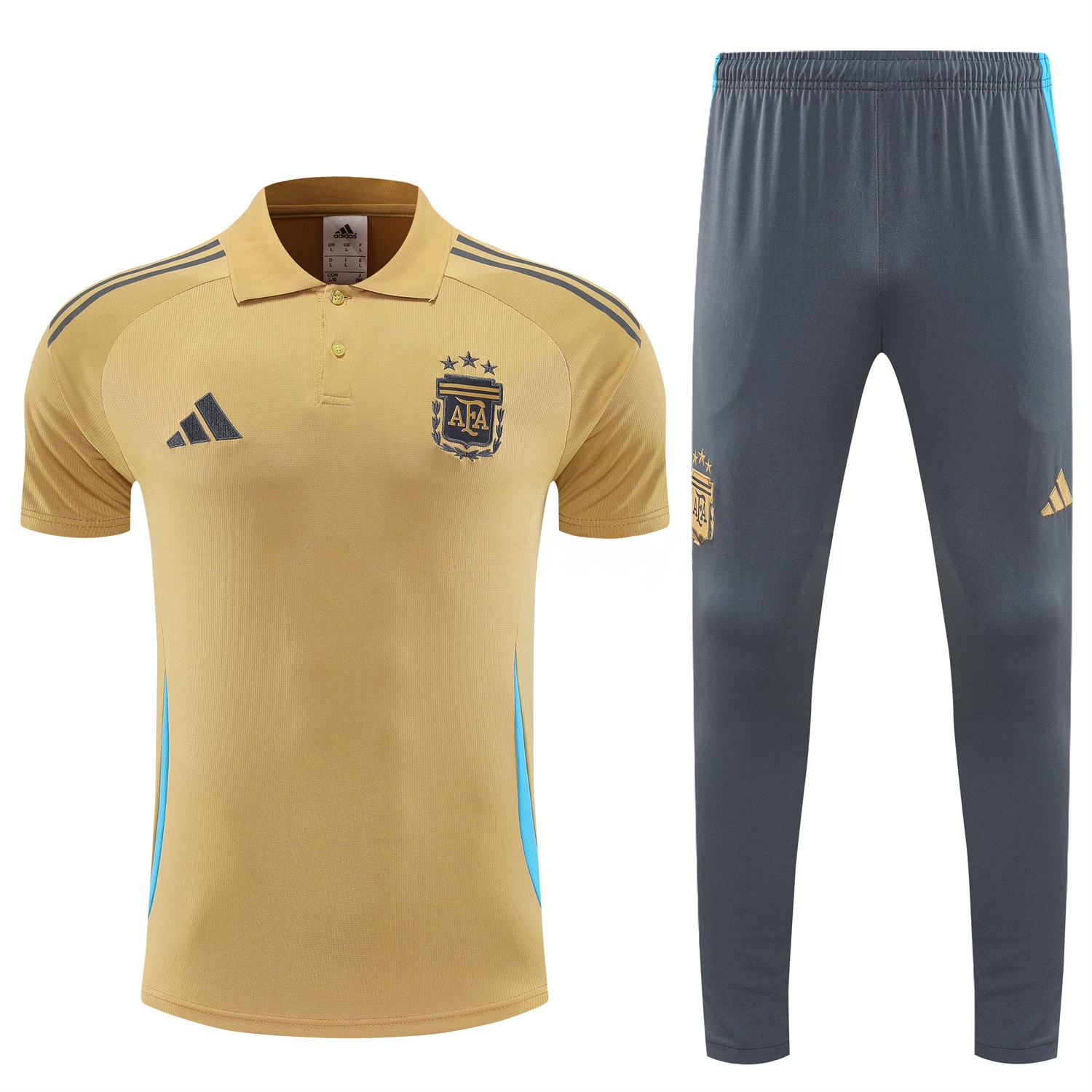 Argentina 25-26 POLO Short-Sleeve Training Set - Light Brown Top and Grey Pants - JerseysGala