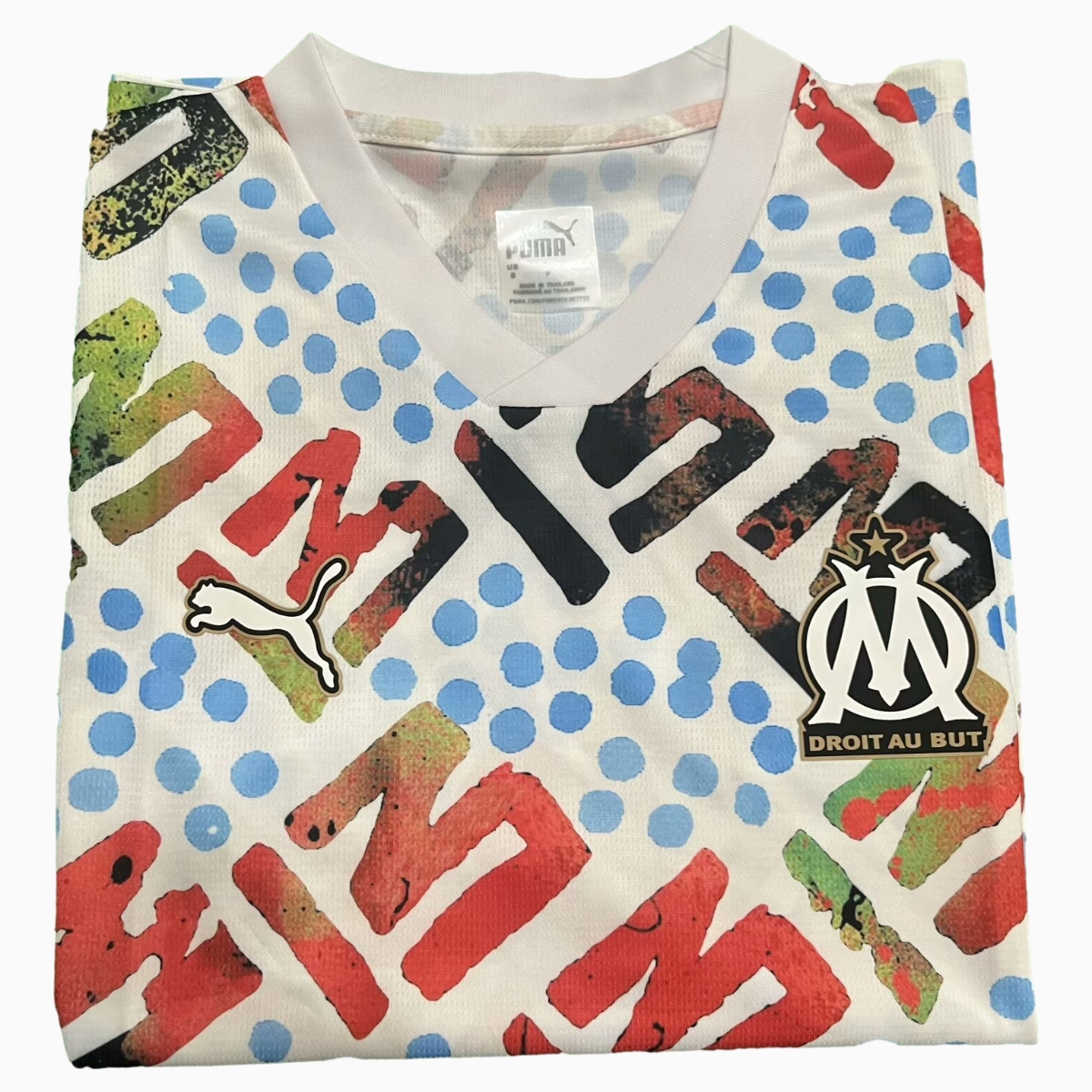Marseille 24-25 White Graffiti Pre-match Training Jersey - Fans Version - JerseysGala