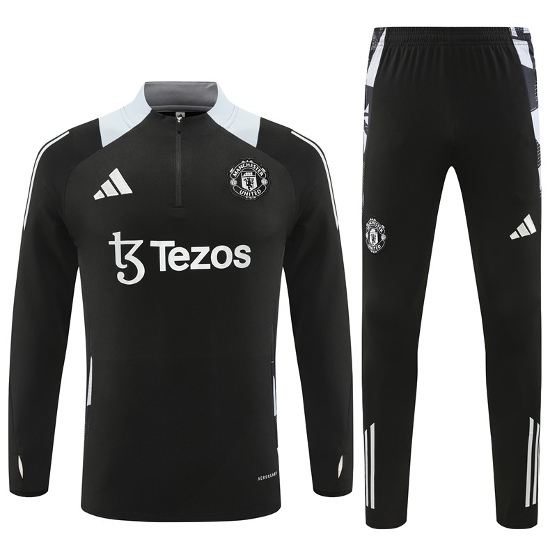 Manchester United 24-25 Long Sleeve Training Set - Black - JerseysGala
