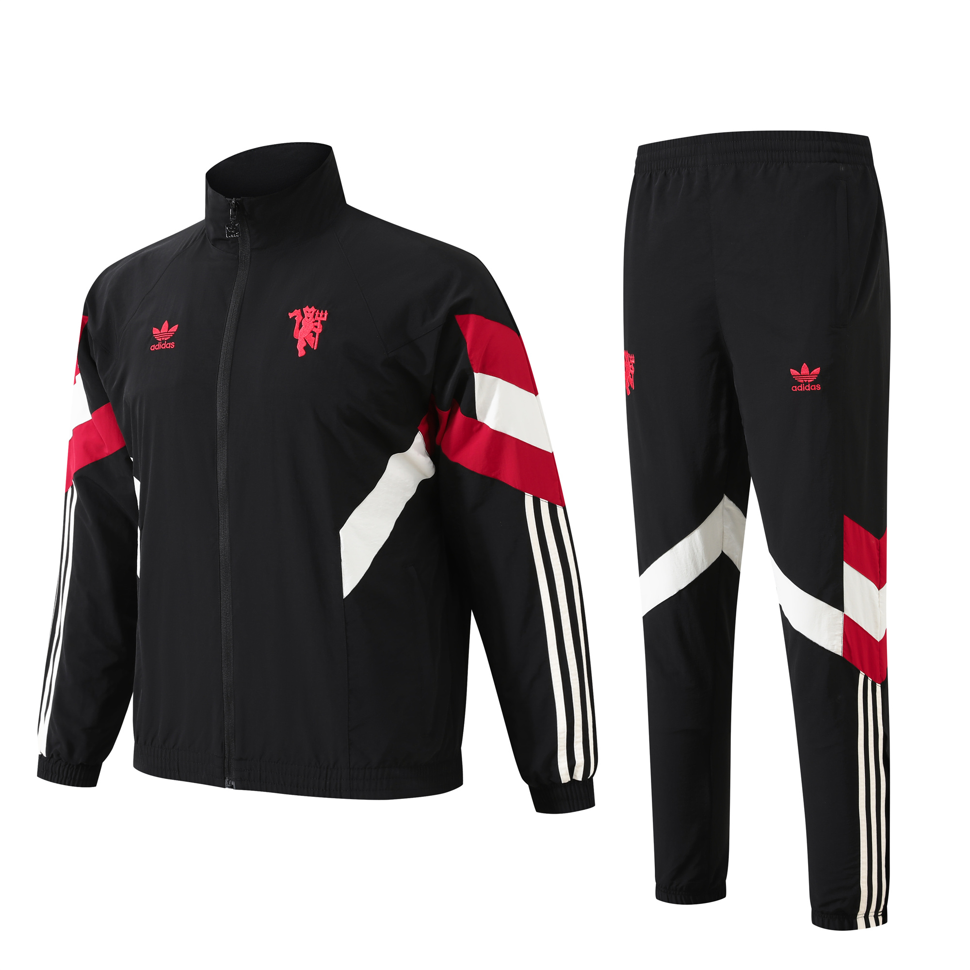 Manchester United 24-25 Black Throwback Windbreaker Suit - Jackets & Pants - JerseysGala
