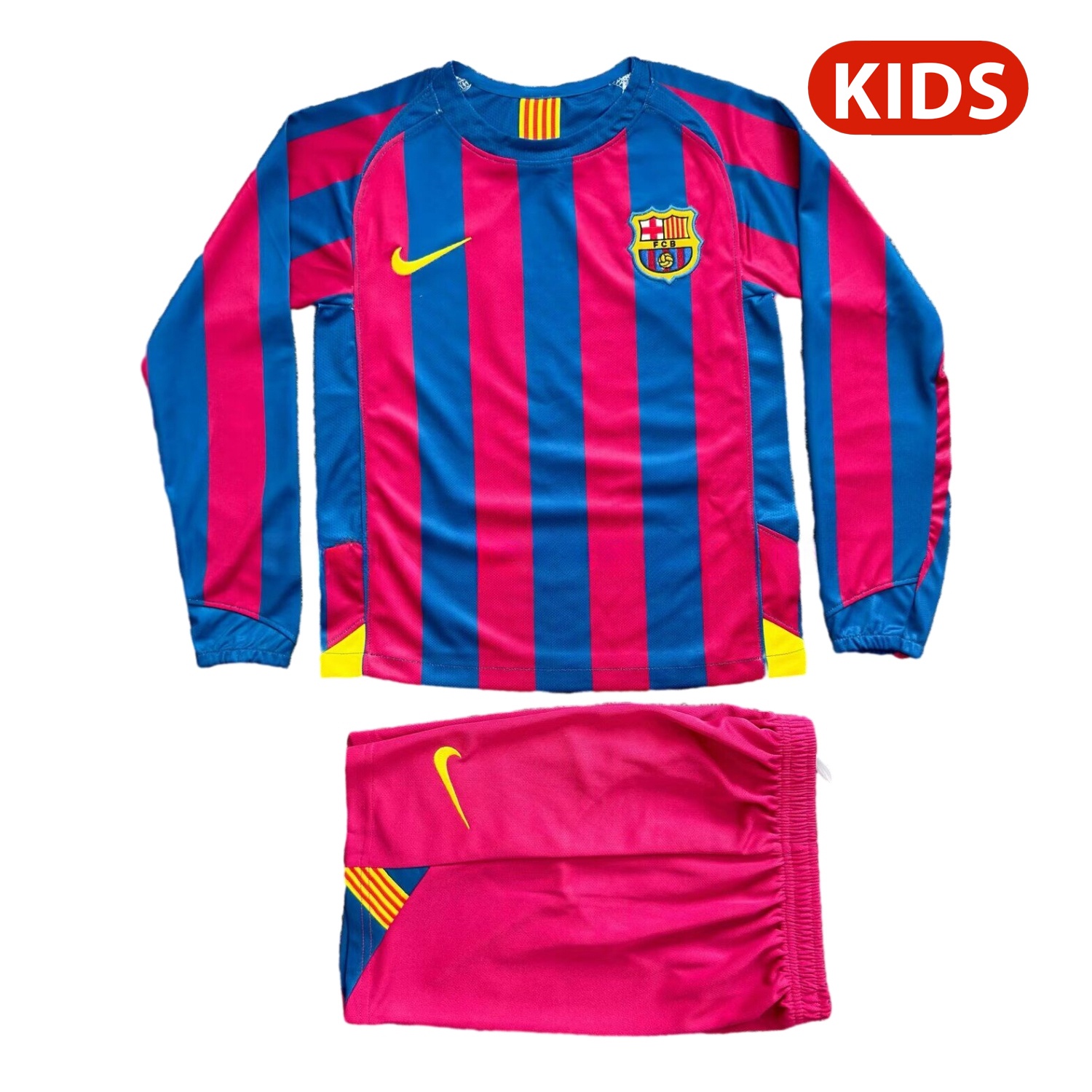 Retro B.A.R.S.A 06-07 Home Long Sleeve Kids Kit - JerseysGala
