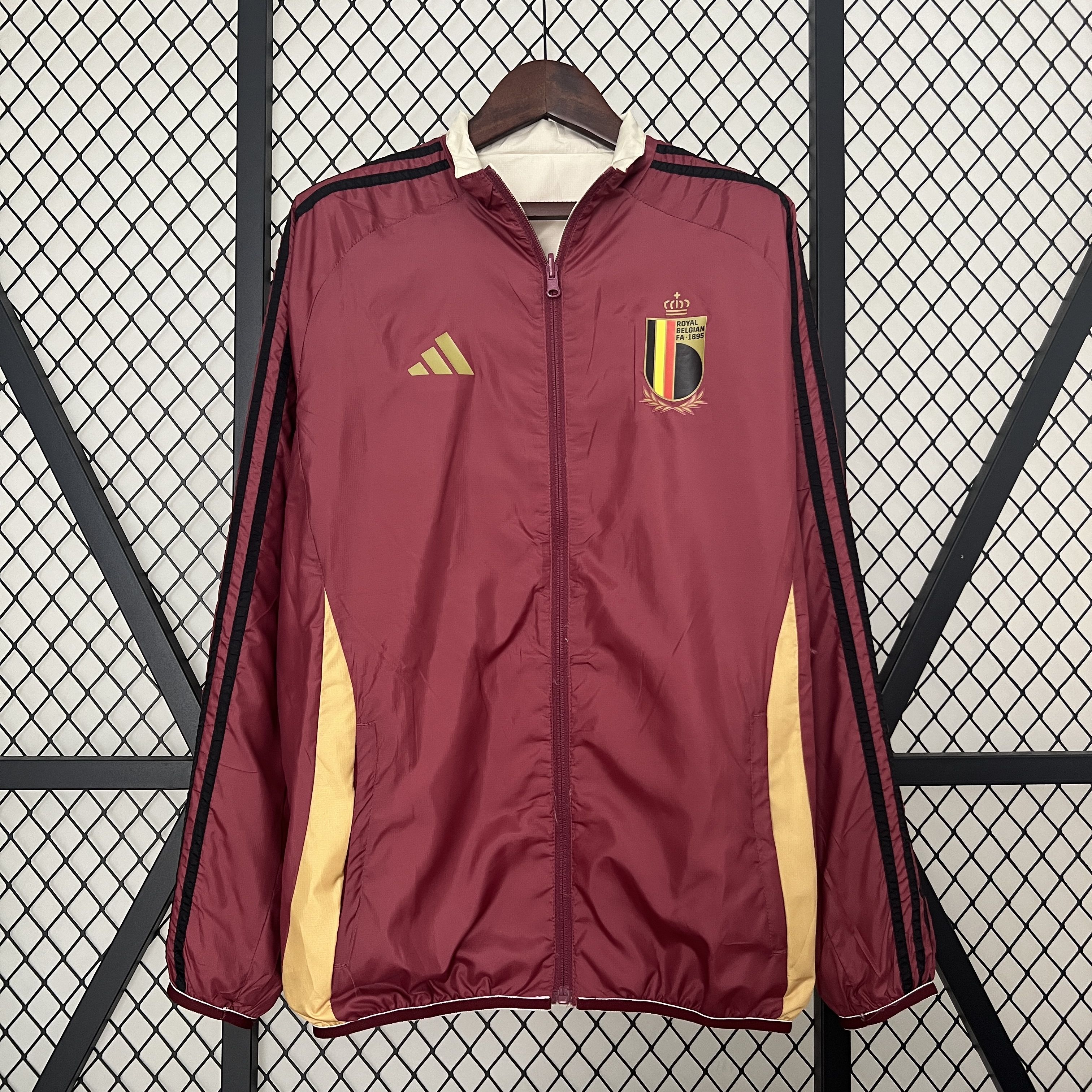 Belgium 2024 Double Sided Reversible Windbreaker - Red & Yellow - JerseysGala
