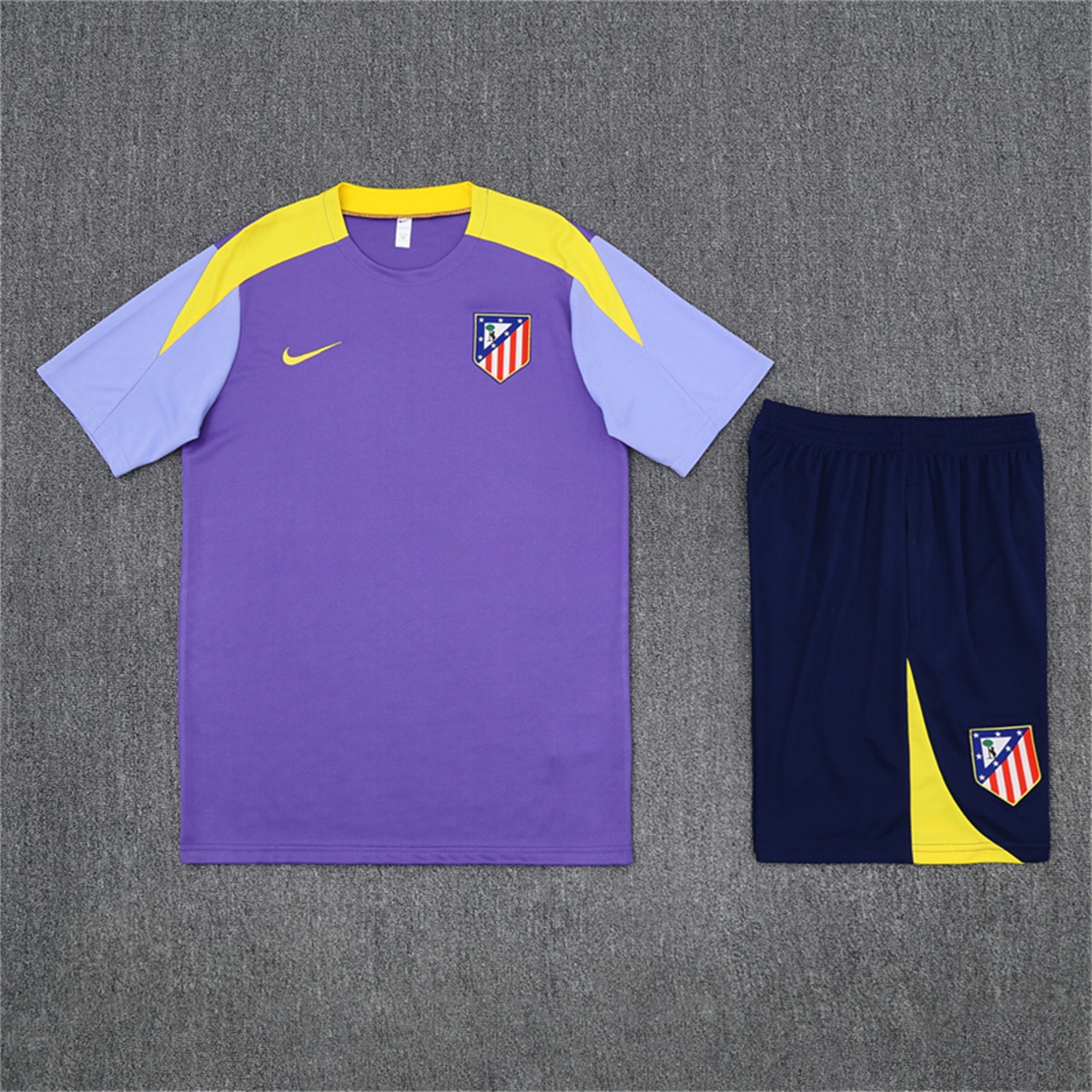 Atletico Madrid 25-26 Kids Short-Sleeve Training Set - Purple Top & Royal Blue shorts - JerseysGala