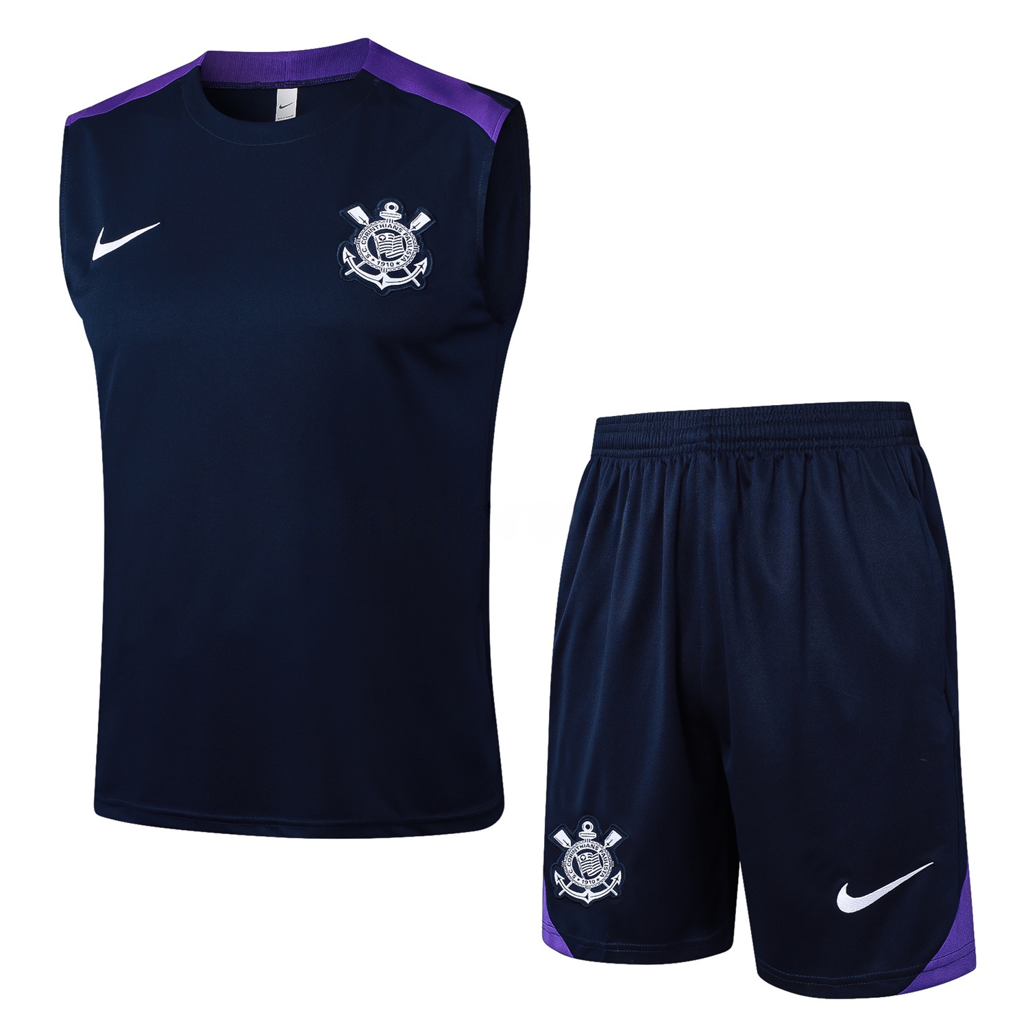 Corinthians 25-26 Vest Training Set - Deep Blue Black Vest and Shorts - JerseysGala