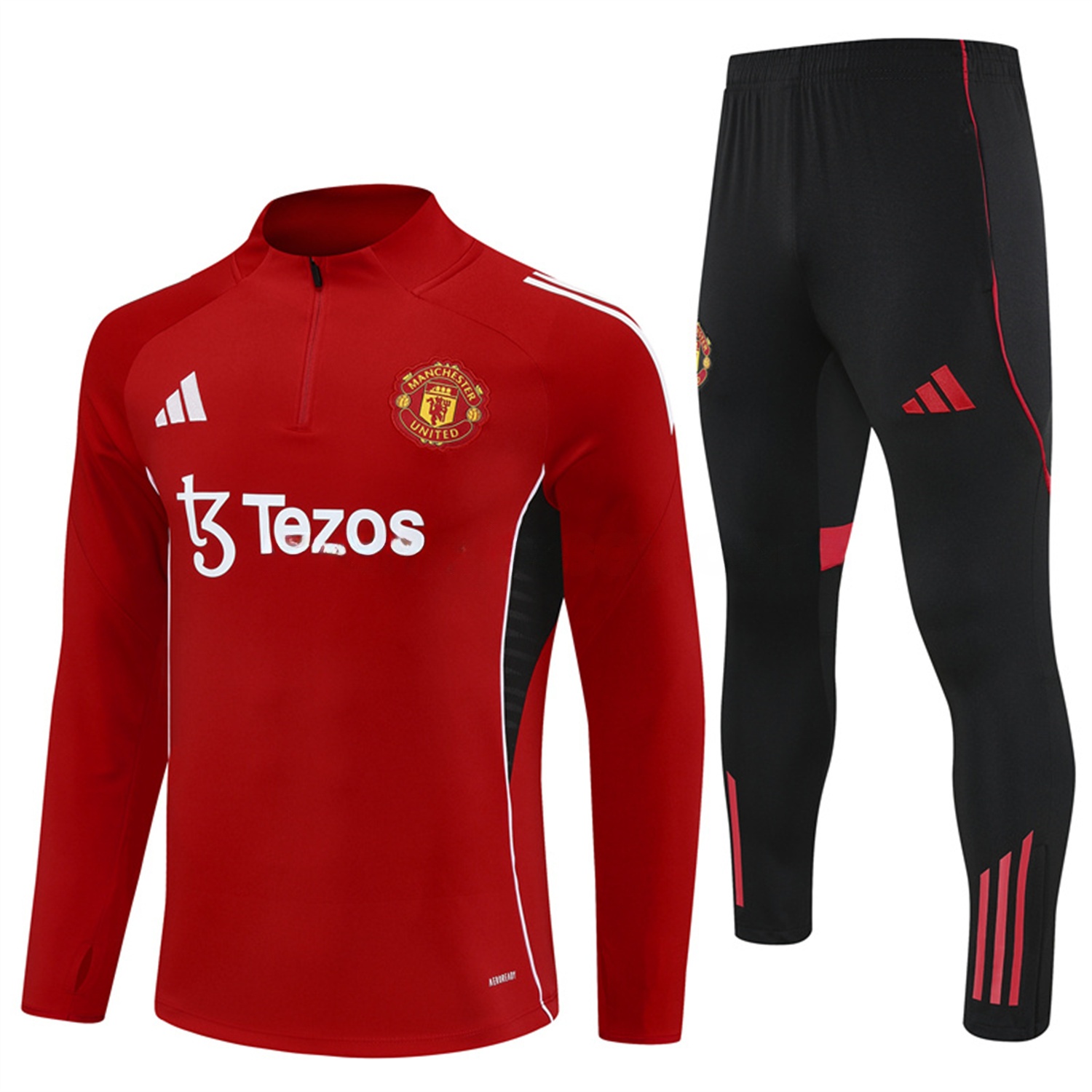 Manchester United 25-26 Long Sleeves Training Set - Red Top & Black Pants - JerseysGala