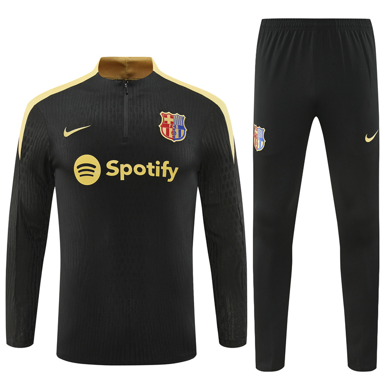 B.A.R.S.A 24-25 Kids Long Sleeve Training Set - Player Version - Black Gold - JerseysGala