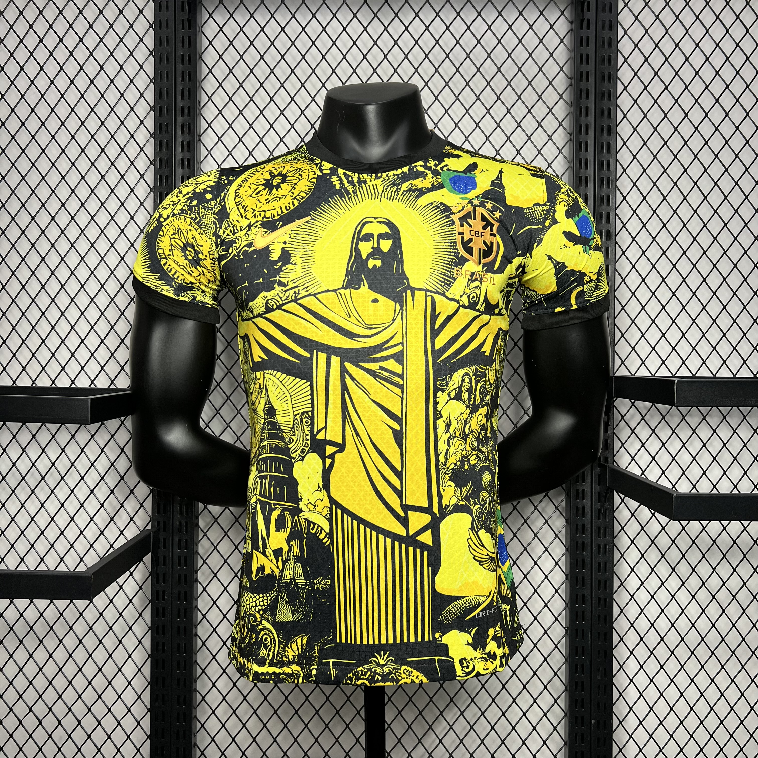 Brazil 2024 Yellow Christ the Redeemer Statue Jersey - Player Version - JerseysGala