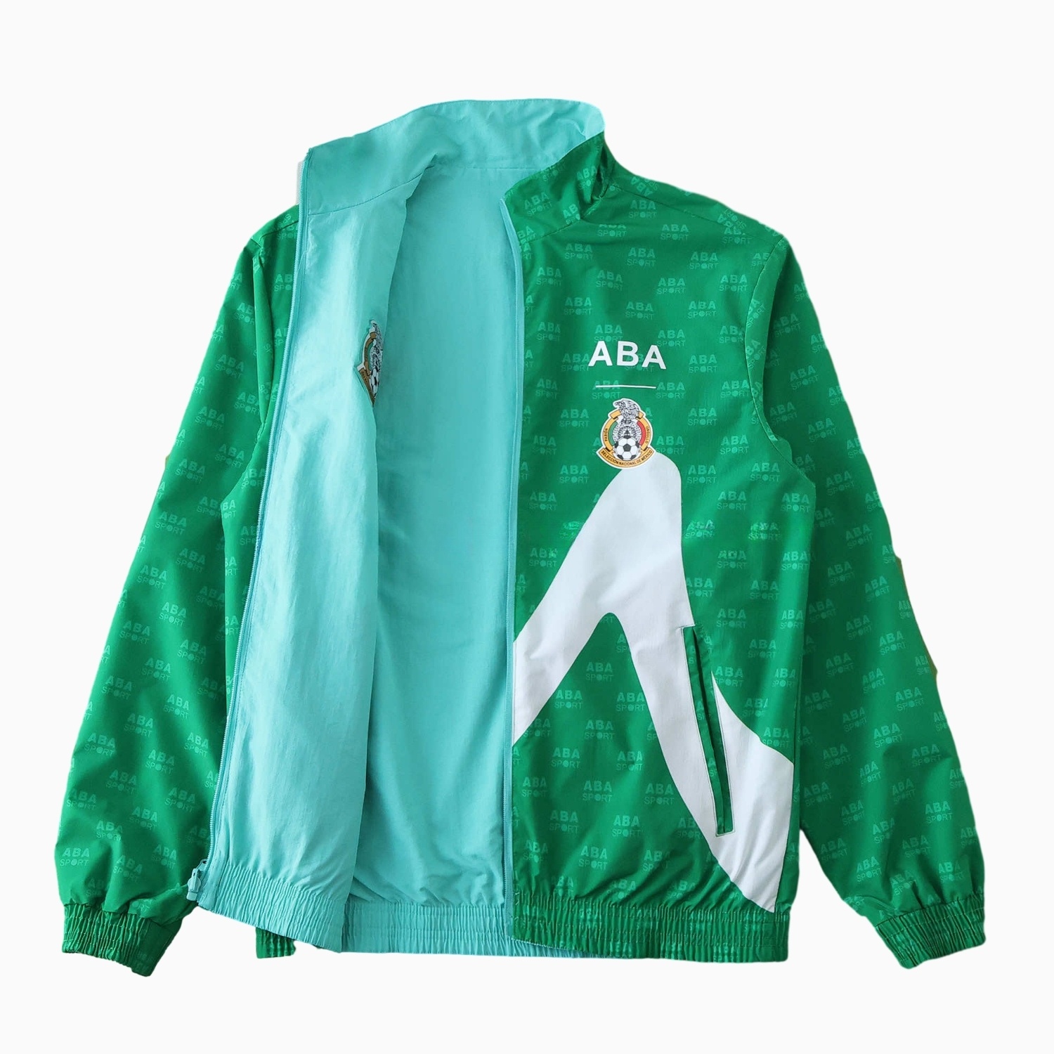 Retro Mexico 1995 Retro Style Double Sided Reversible Windbreaker - Green & Blue - JerseysGala