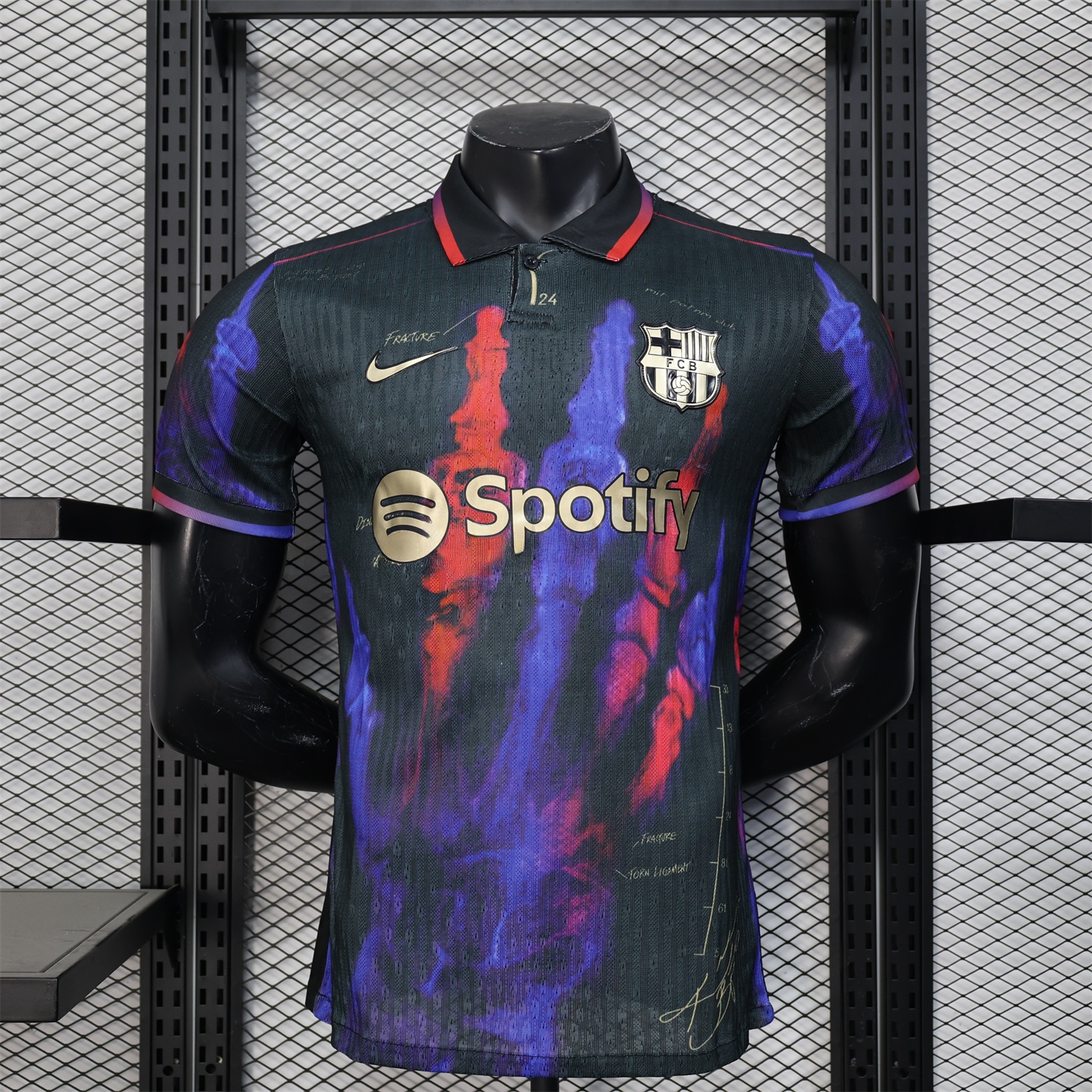 B.A.R.S.A 24-25 Red and Blue Hand Special Edition Jersey - Player Version - JerseysGala