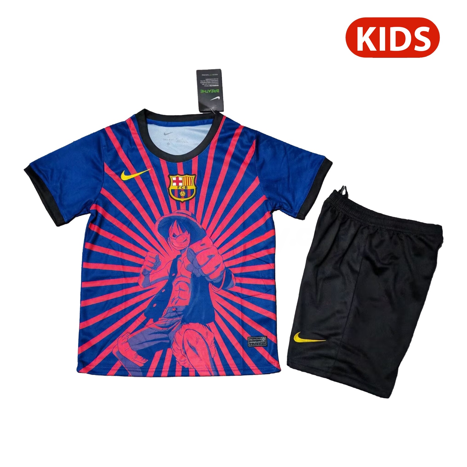 B.A.R.S.A 25-26 One Piece Red Silhouette Special Blue Kids Kit - JerseysGala