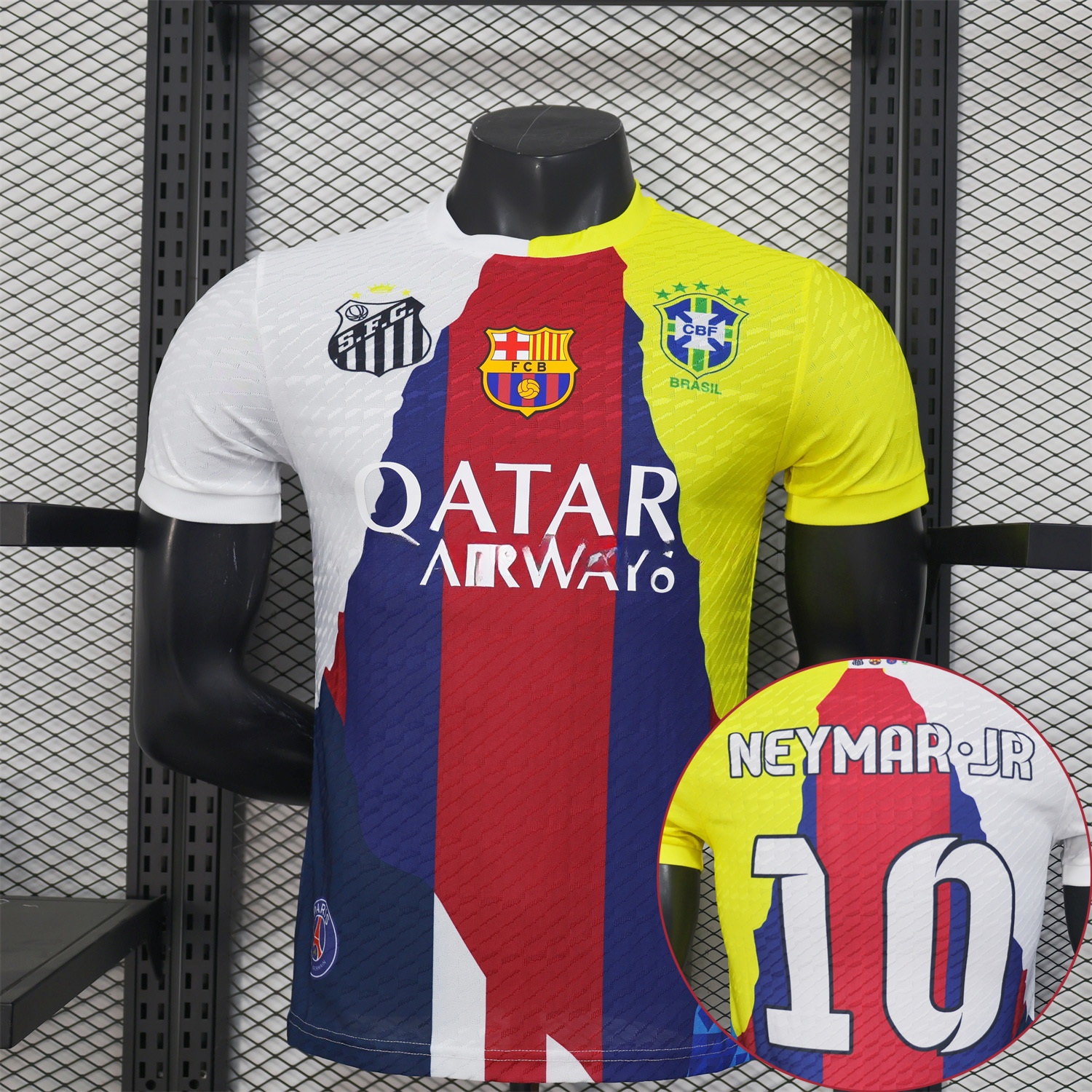 Neymar Career Commemorative Jersey - Player Version with NEYMAR.JR #10 - B.A.R.S.A Brazil Paris Saint-Germain PSG Santos - JerseysGala