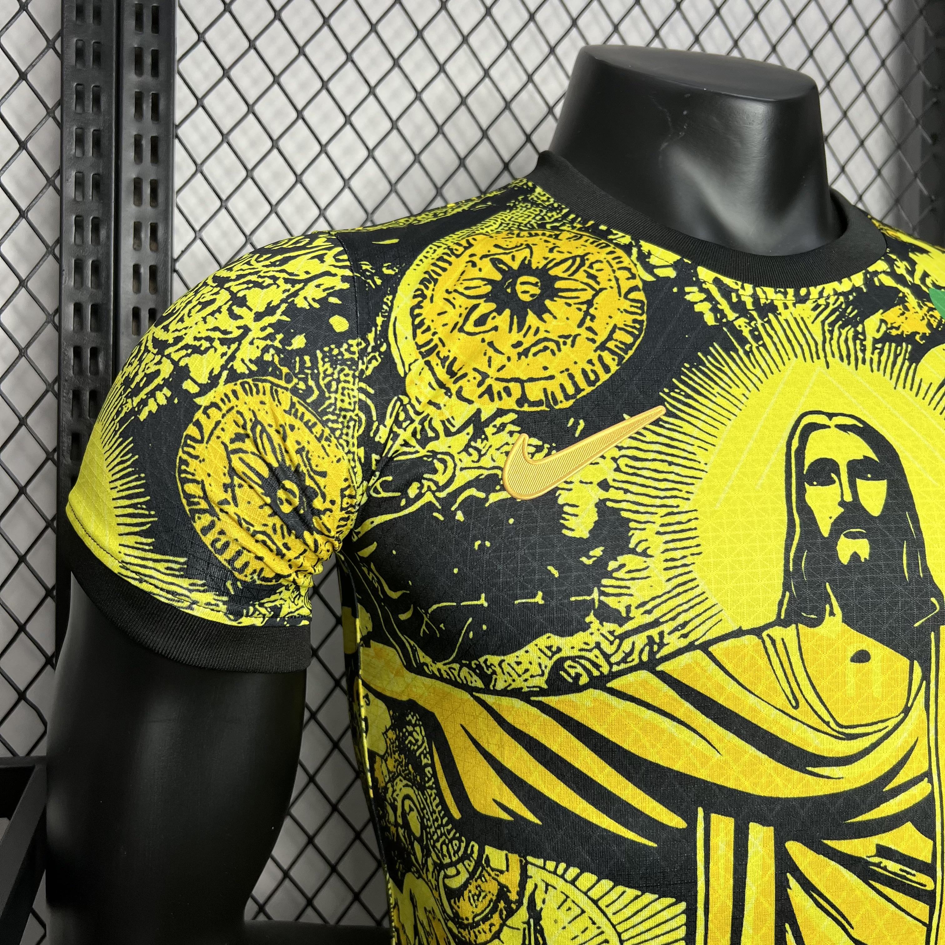 Brazil 2024 Yellow Christ the Redeemer Statue Jersey - Player Version - JerseysGala