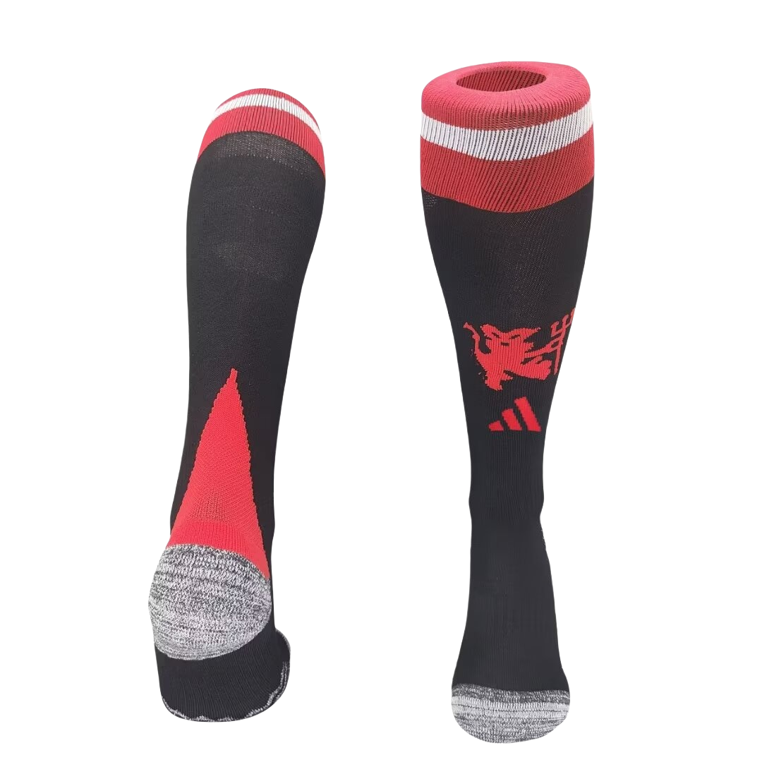 Manchester United 24-25 Home Socks - Black & Red - JerseysGala