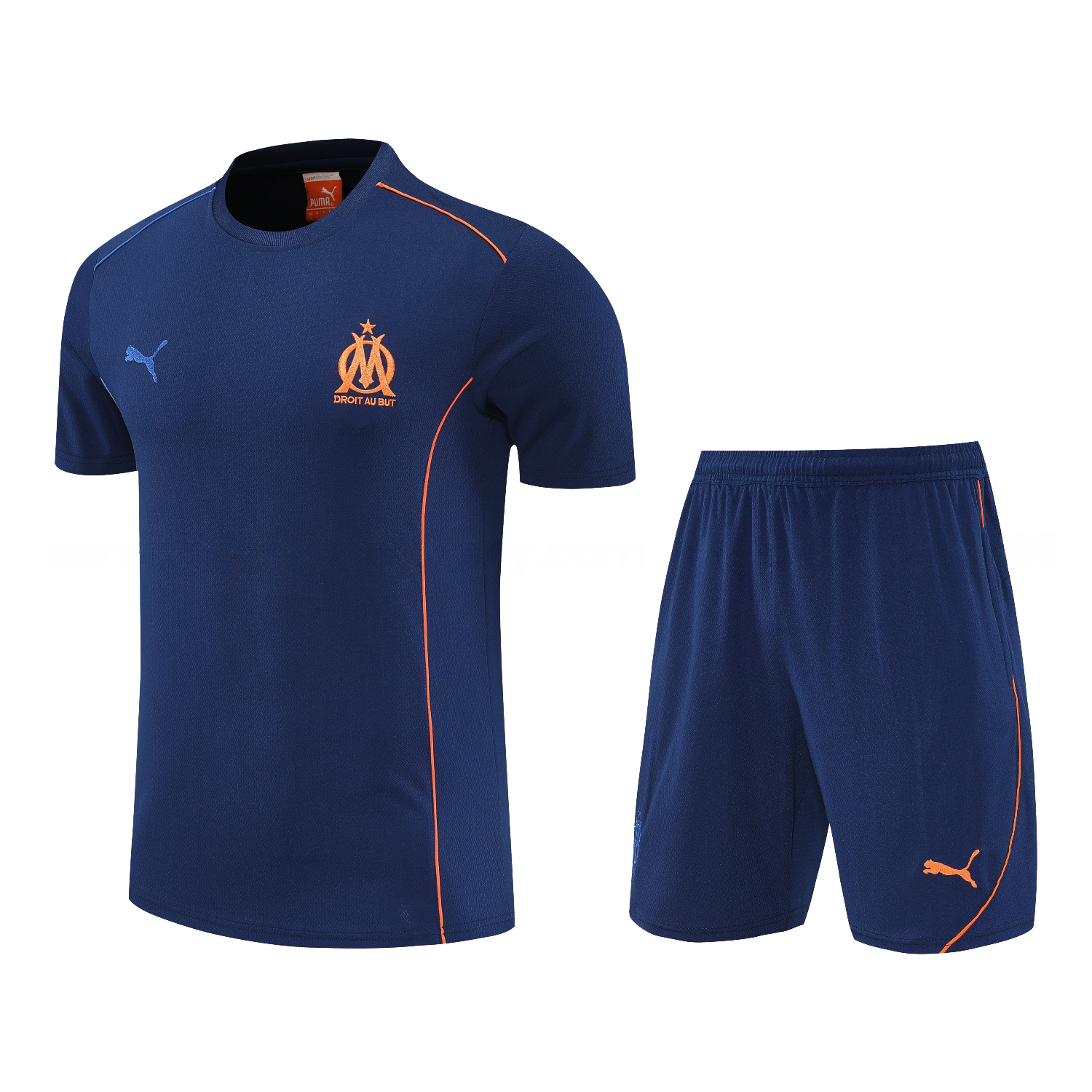Marseille 25-26 Short-Sleeve Training Set - Blue Top & Blue Shorts - JerseysGala