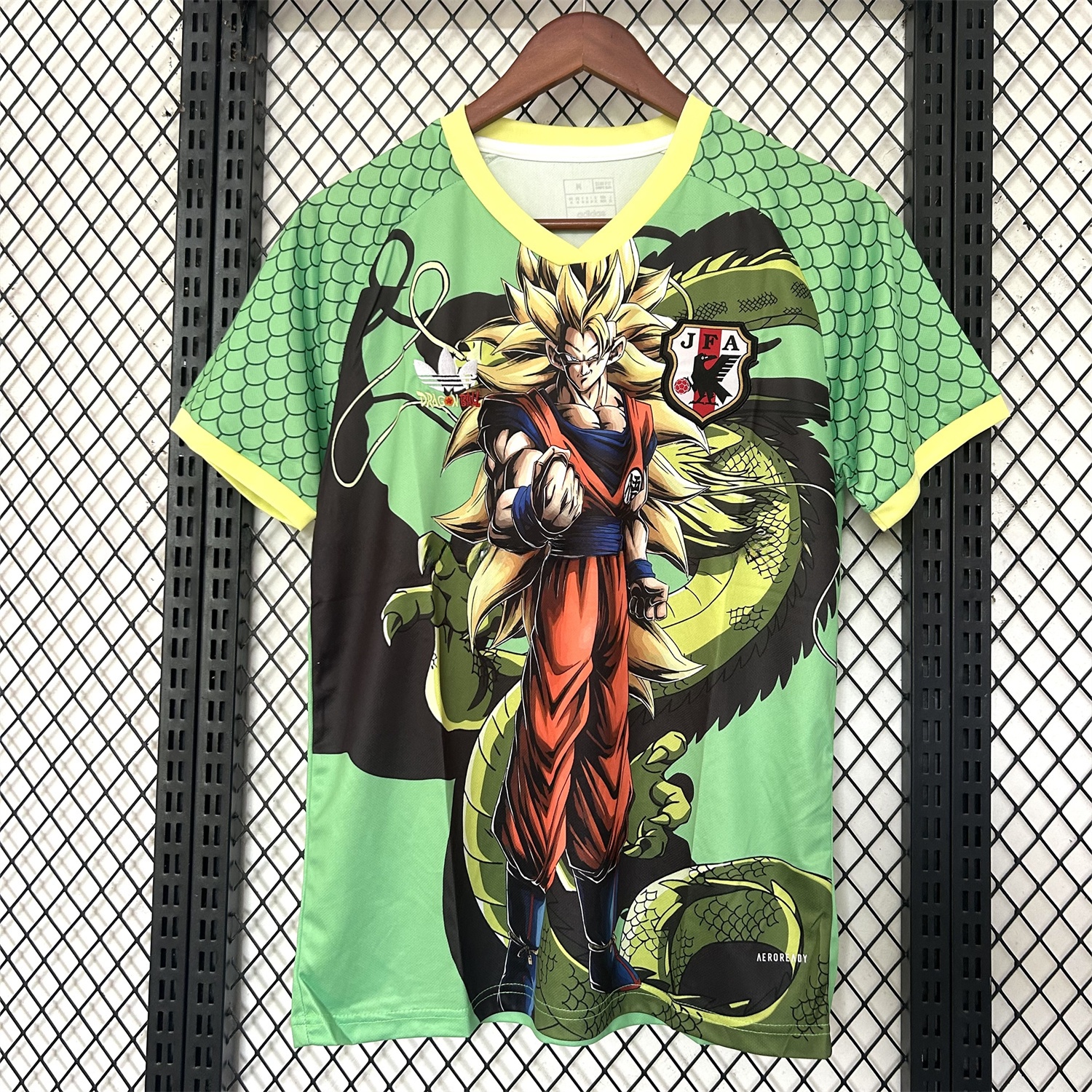 Japan 25-26 Dragon Ball Golden Hair Goku Green Special Jersey - Fans Version - JerseysGala