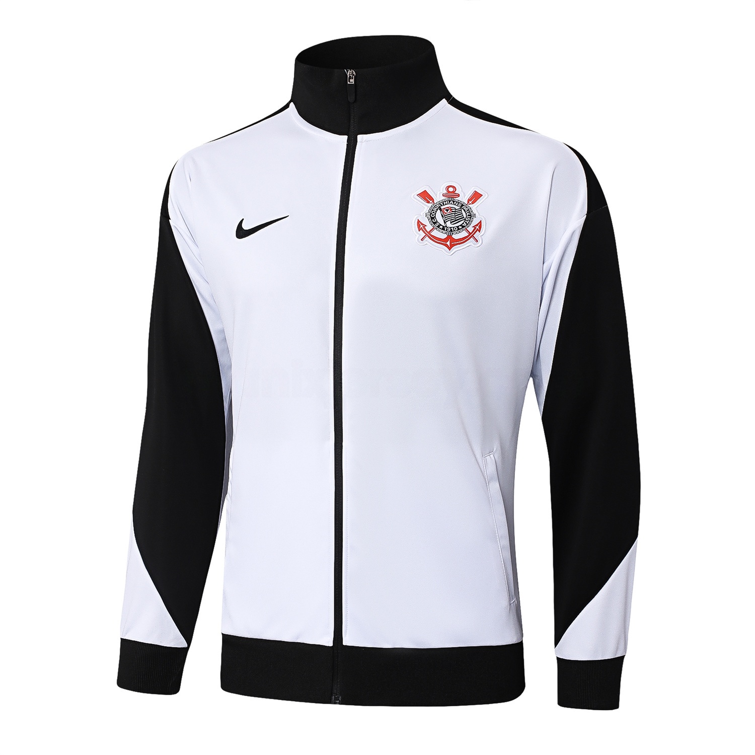 Corinthians 25-26 Jacket Training Tracksuit - White Jackets & Black Pants - JerseysGala