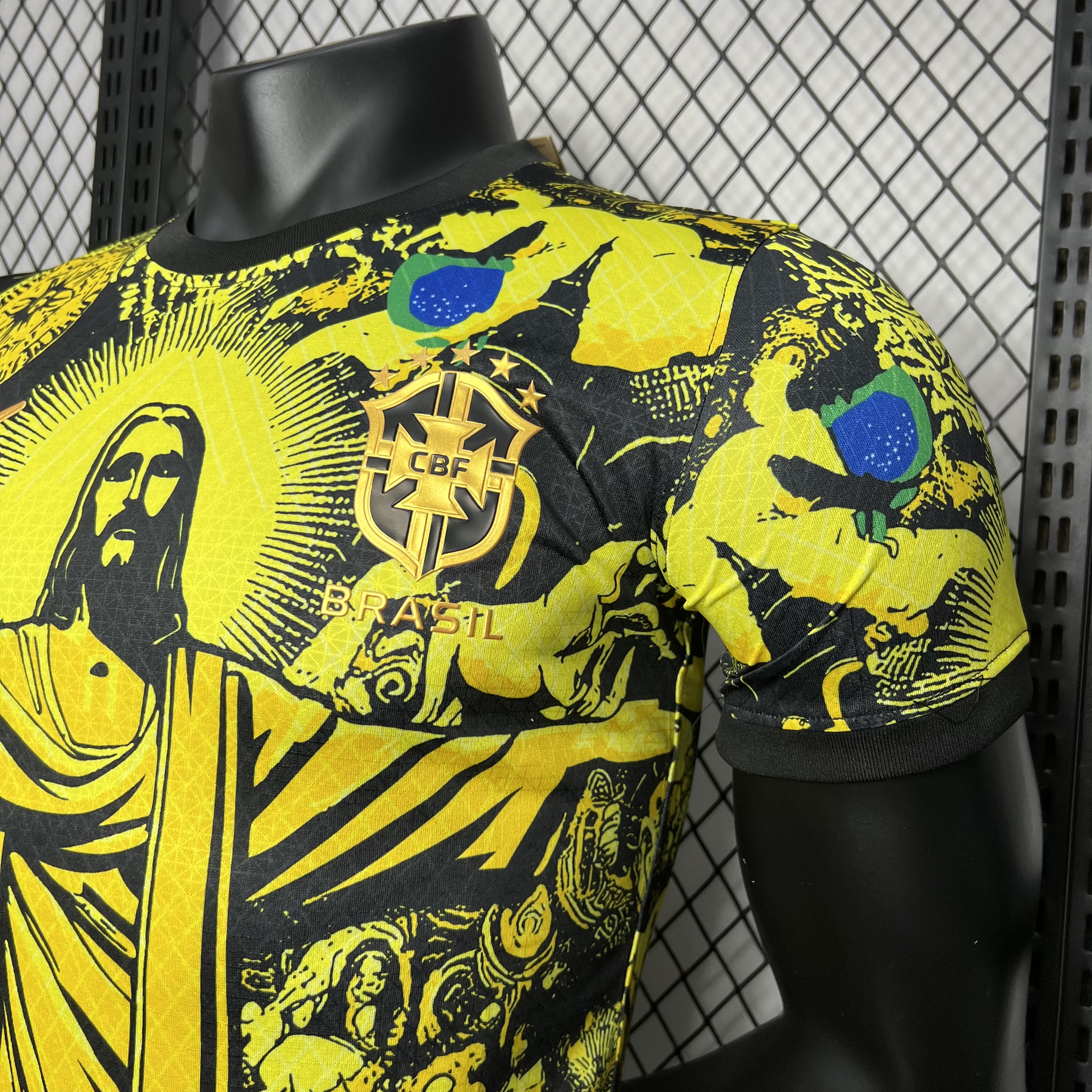 Brazil 2024 Yellow Christ the Redeemer Statue Jersey - Player Version - JerseysGala