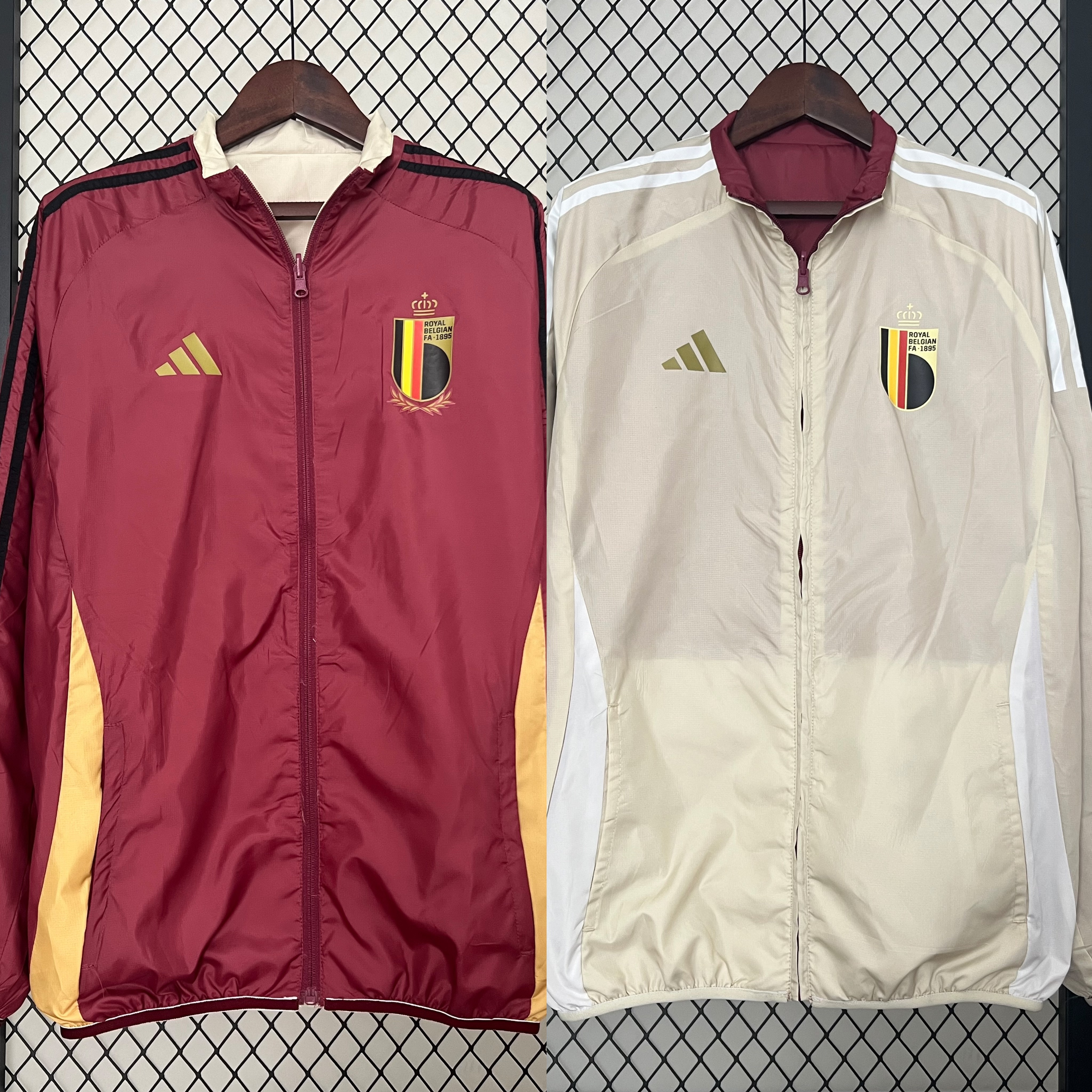 Belgium 2024 Double Sided Reversible Windbreaker - Red & Yellow - JerseysGala